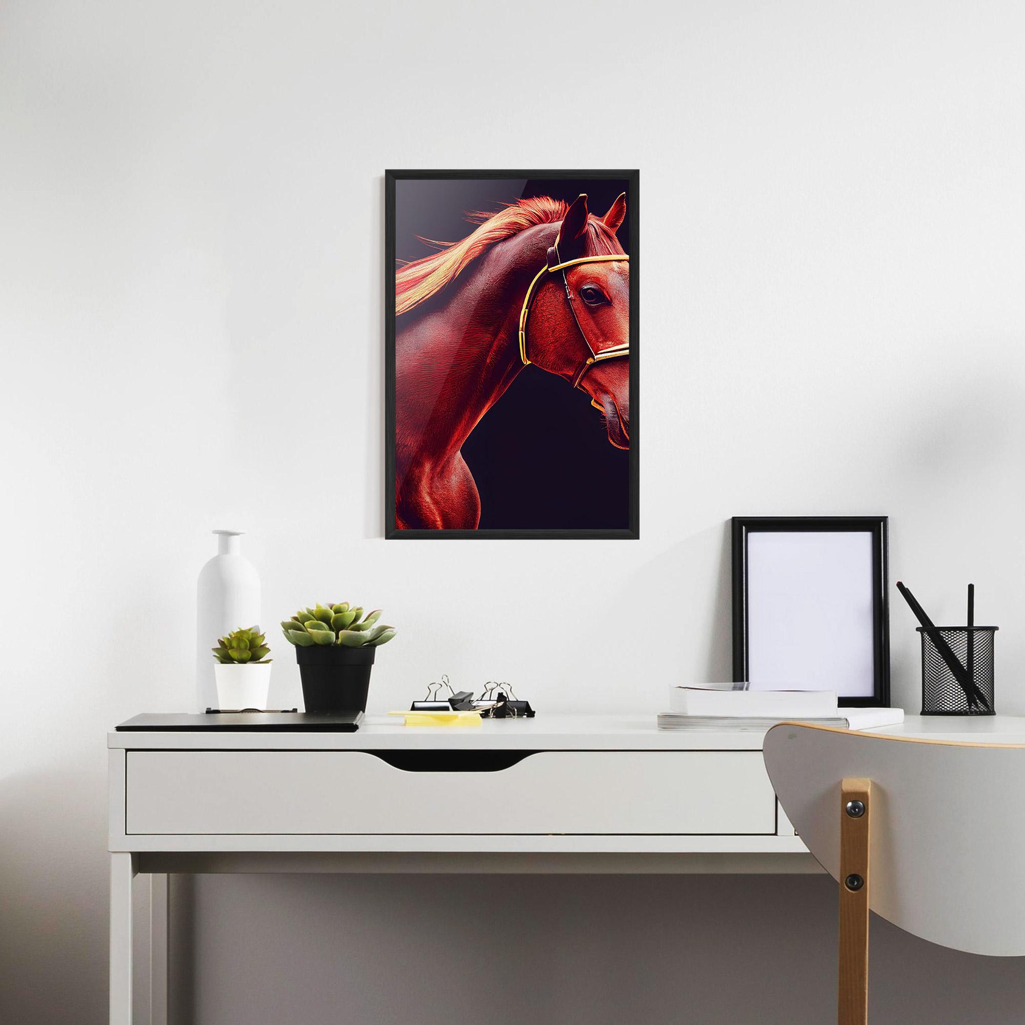 Poster Înrămat Red Horse Portrait mockup 7