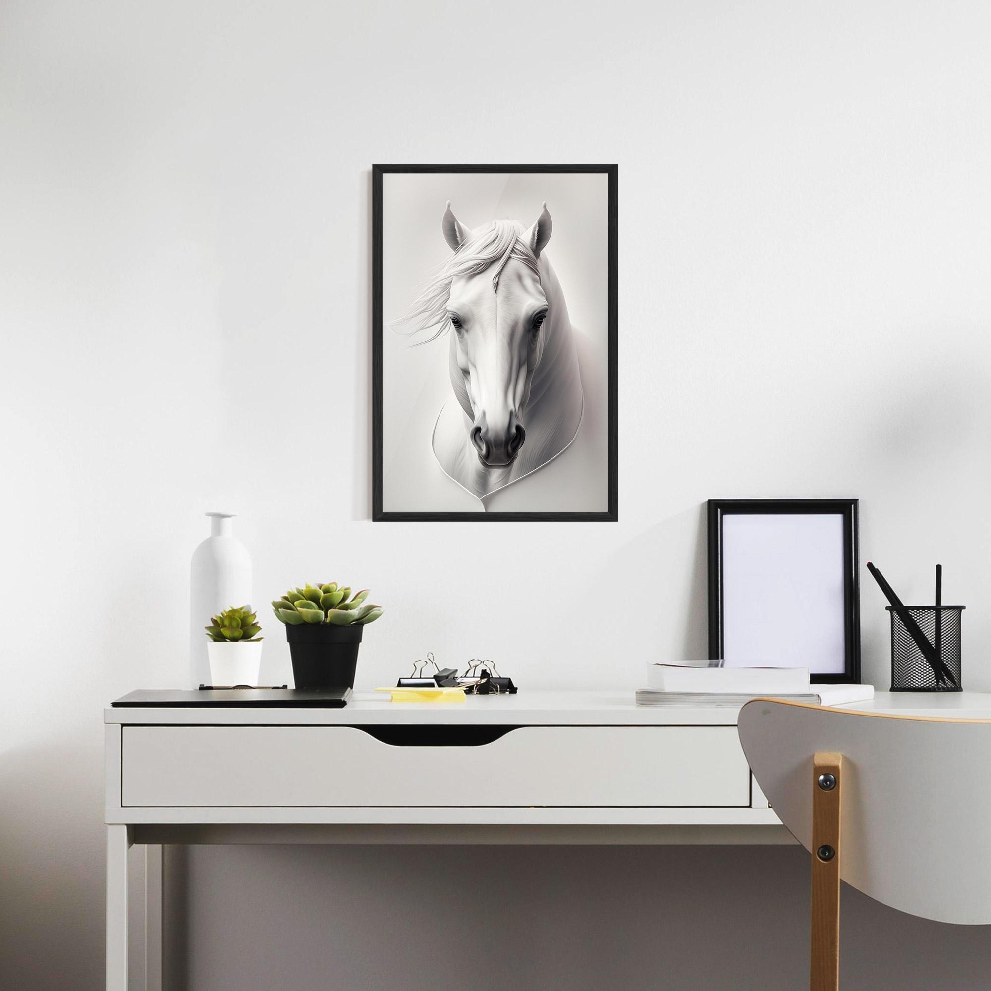 Poster Înrămat White Horse Portrait mockup 7