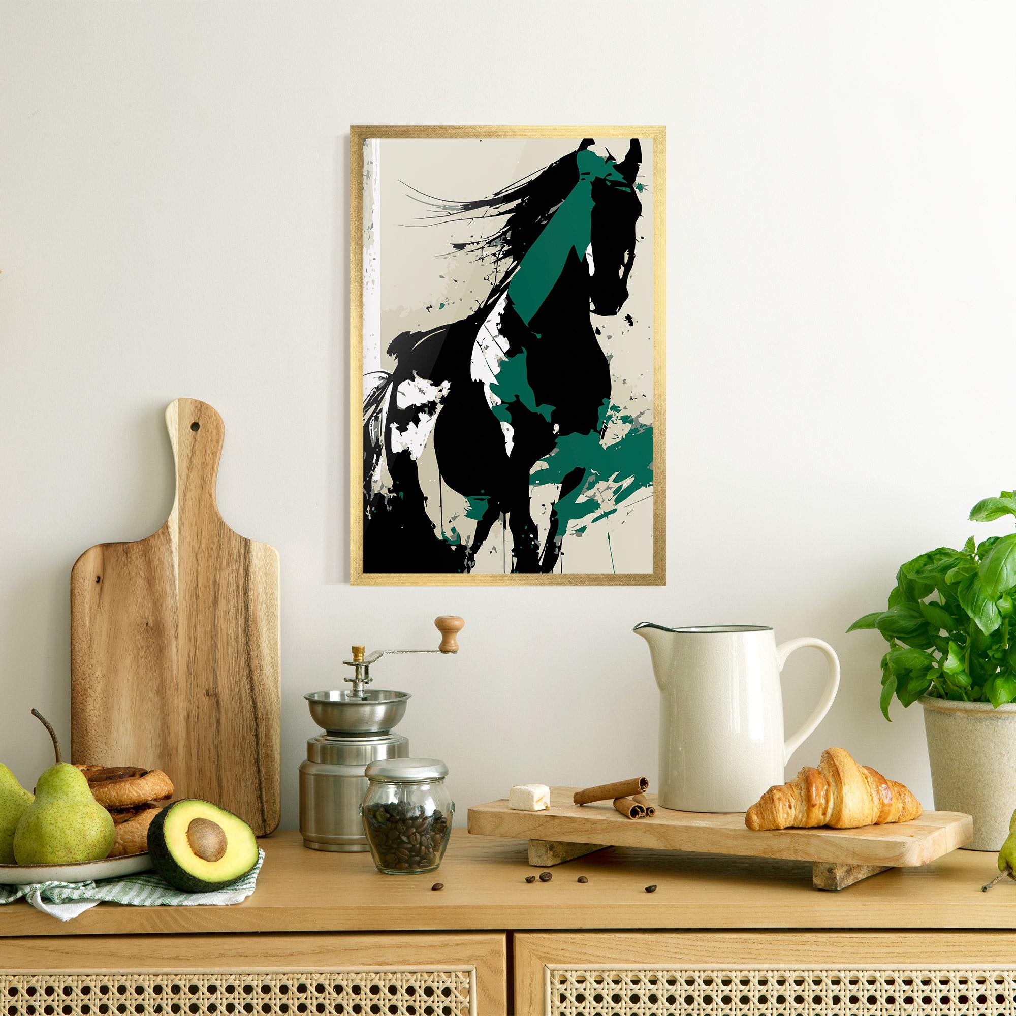 Poster Înrămat Black Green Horse mockup 8
