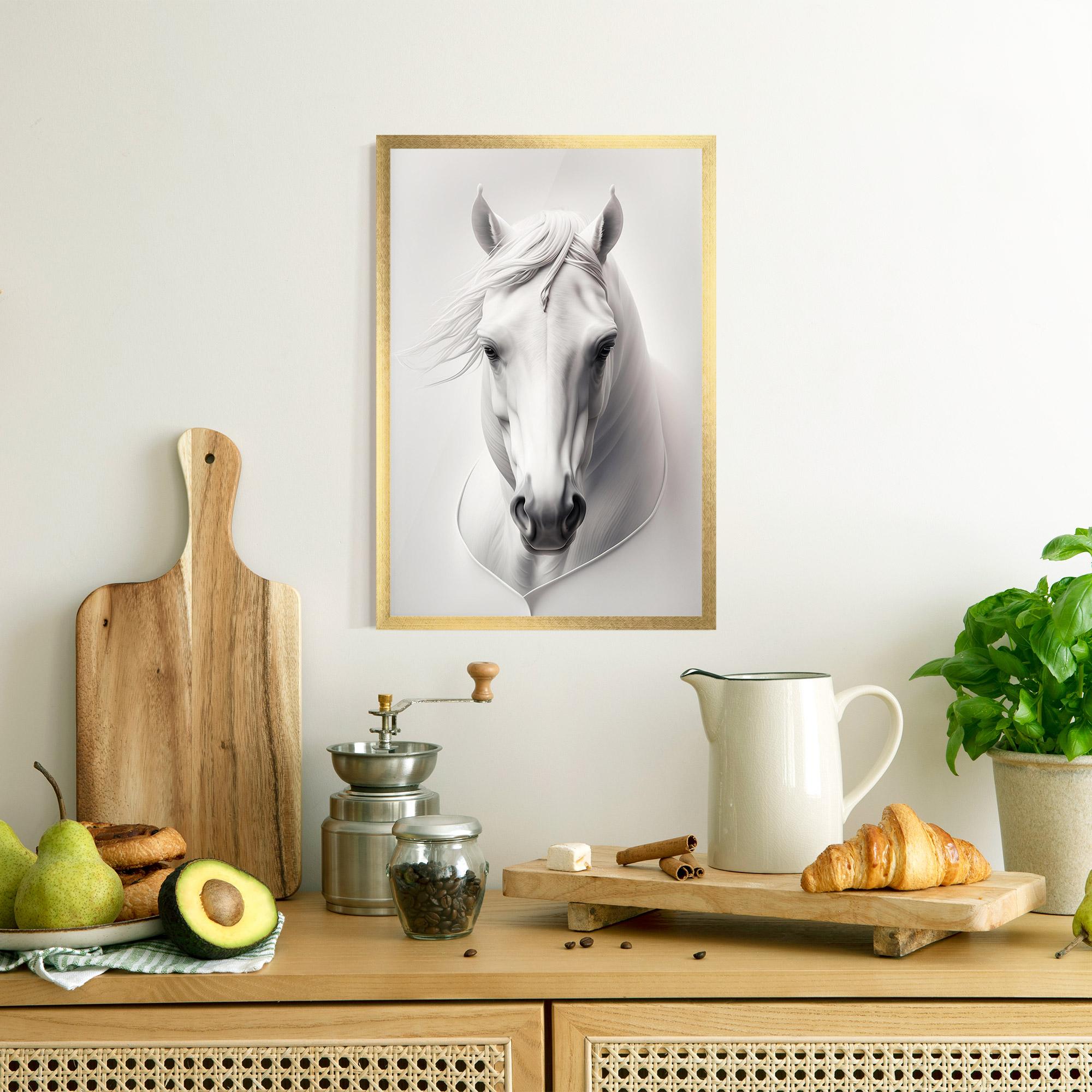 Poster Înrămat White Horse Portrait mockup 8