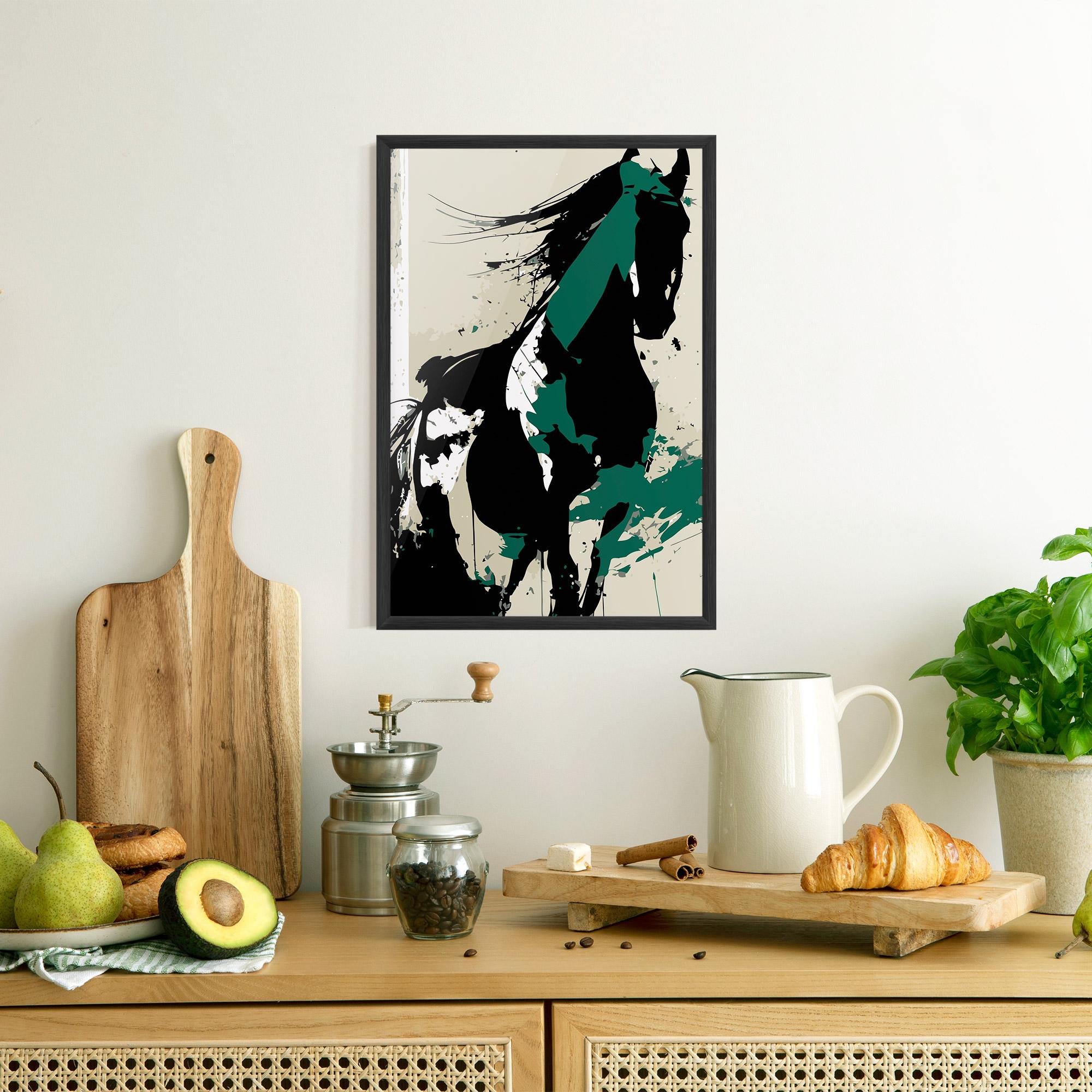 Poster Înrămat Black Green Horse mockup 8
