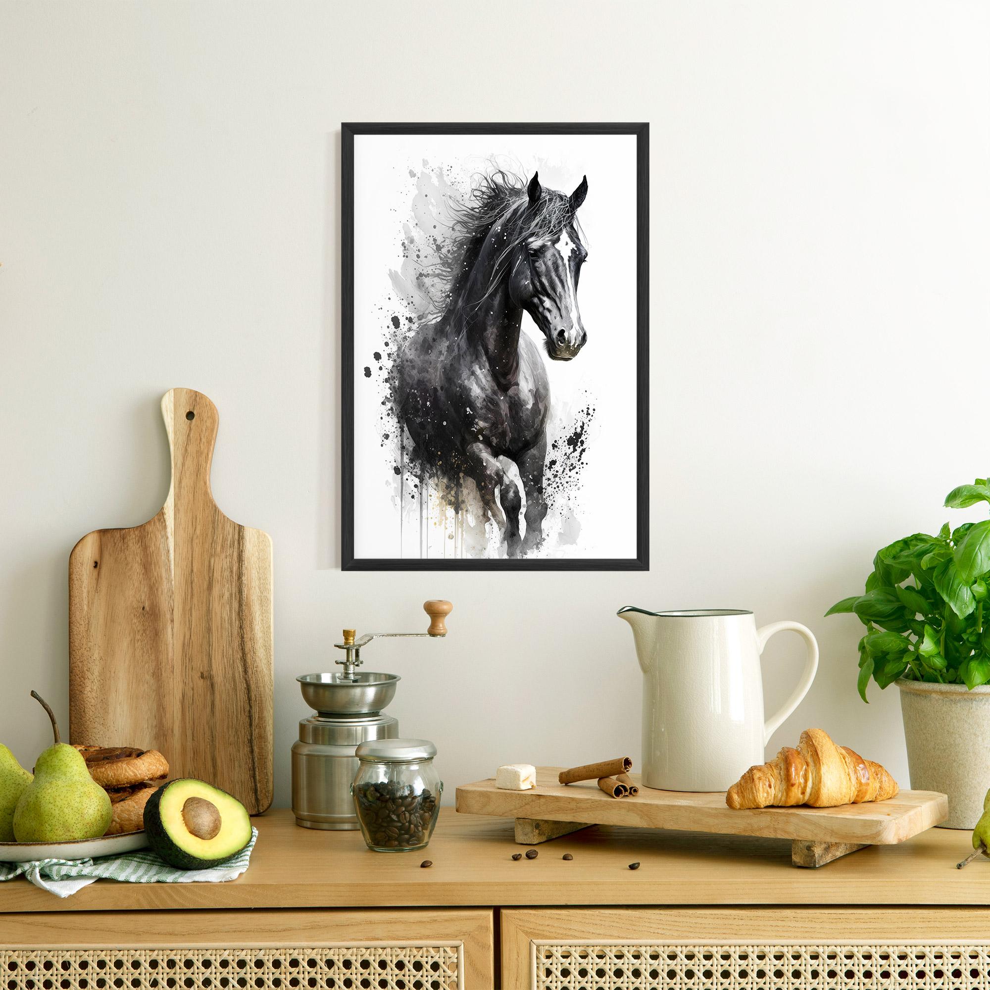 Poster Înrămat Black Horse mockup 8
