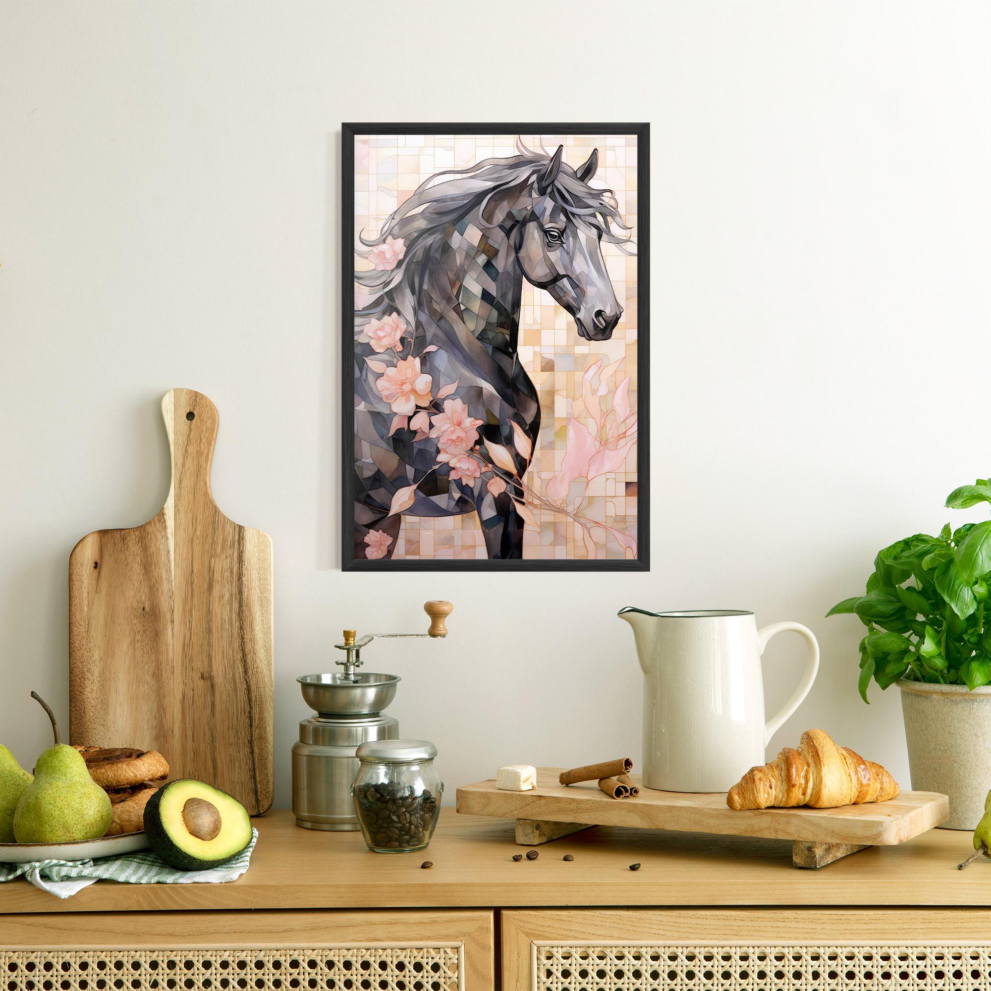 Poster Înrămat Mosaic Painting Horse mockup 8