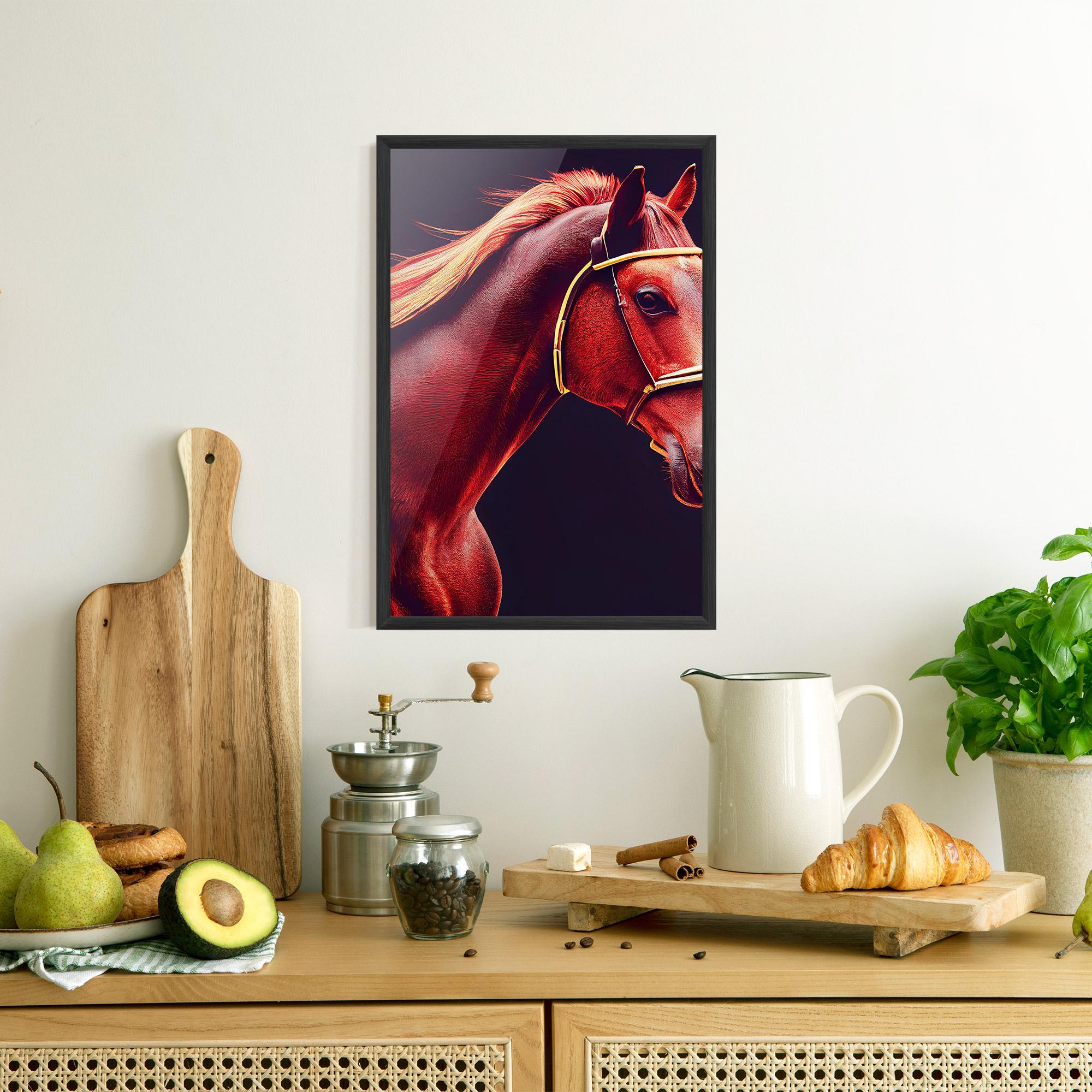 Poster Înrămat Red Horse Portrait mockup 8