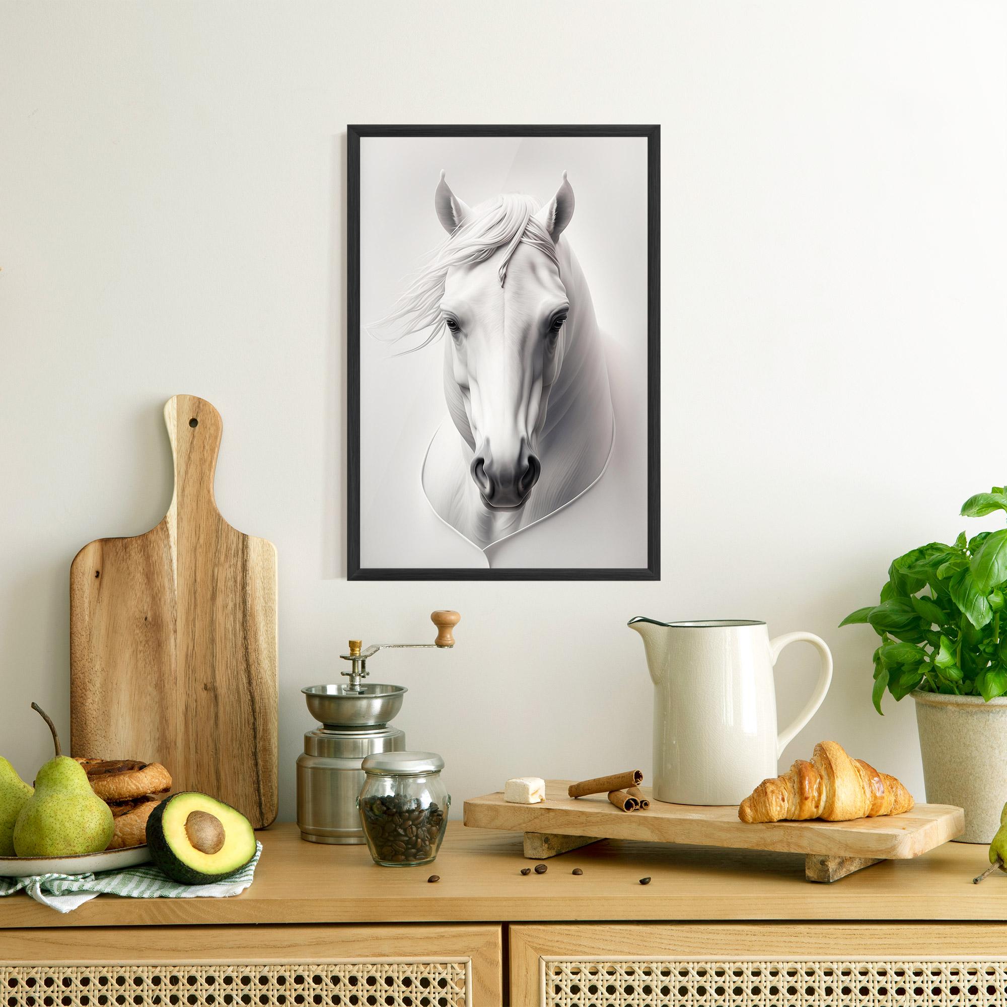Poster Înrămat White Horse Portrait mockup 8
