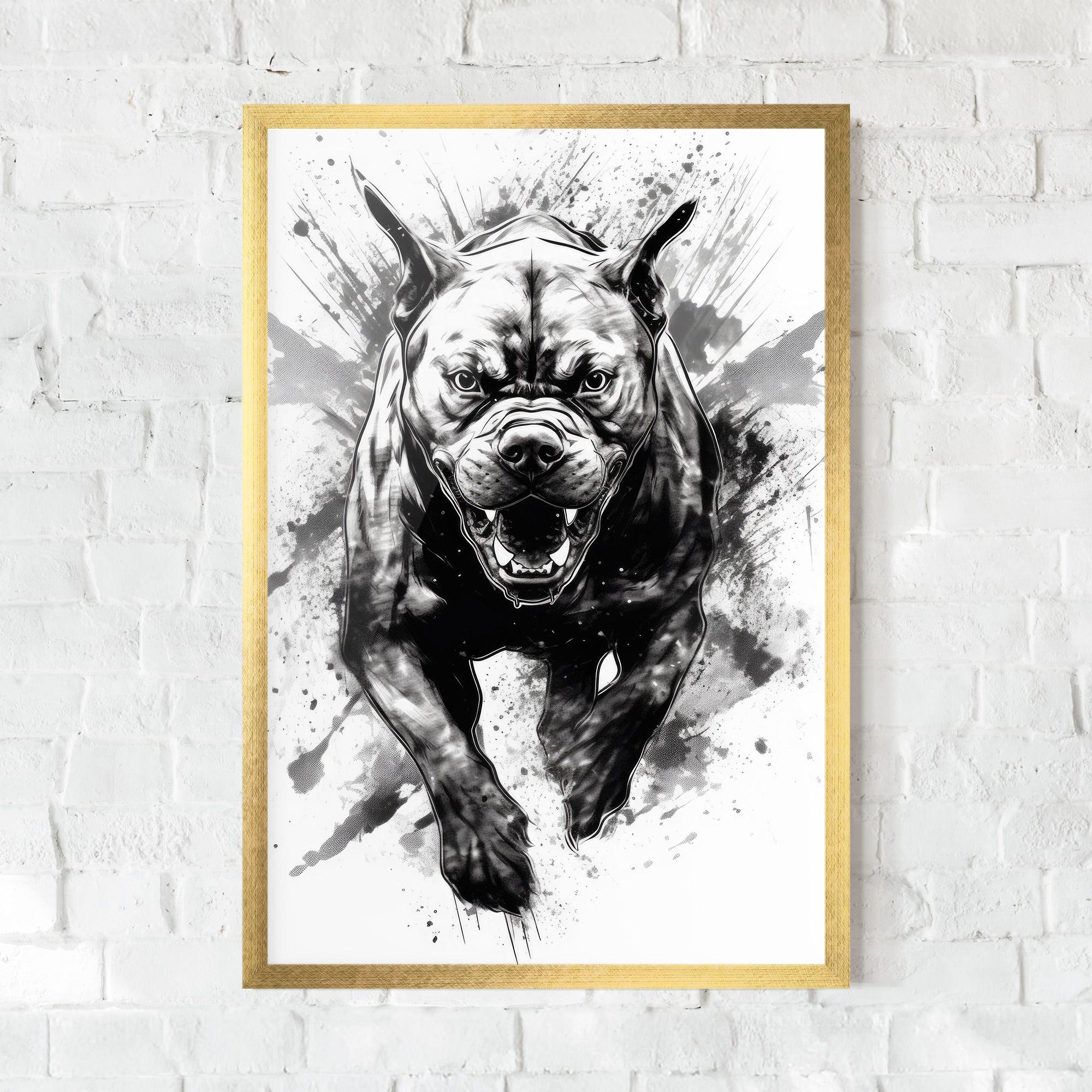 Poster Înrămat Angry Dog Jump mockup 0