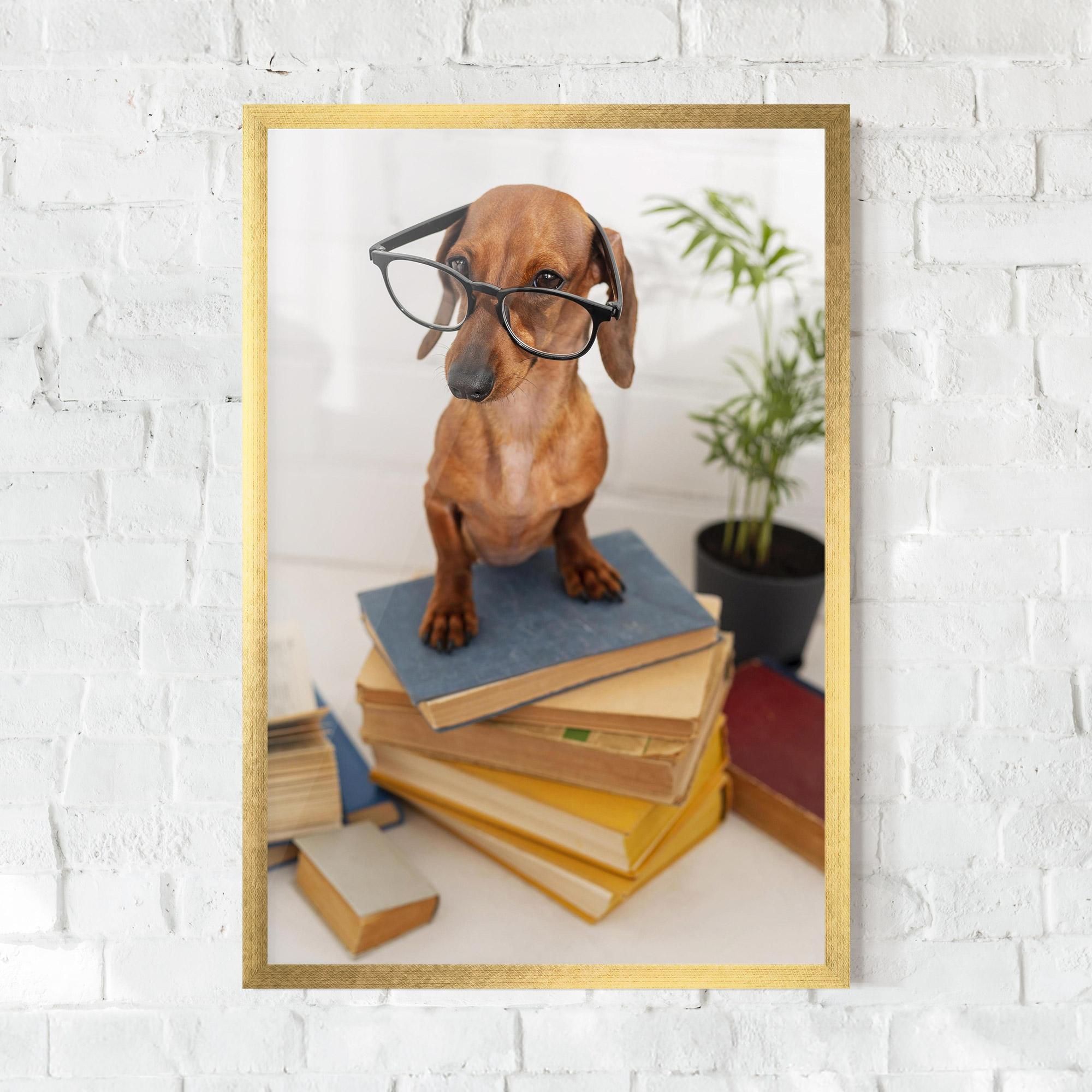 Poster Înrămat Books Cute Dog mockup 0