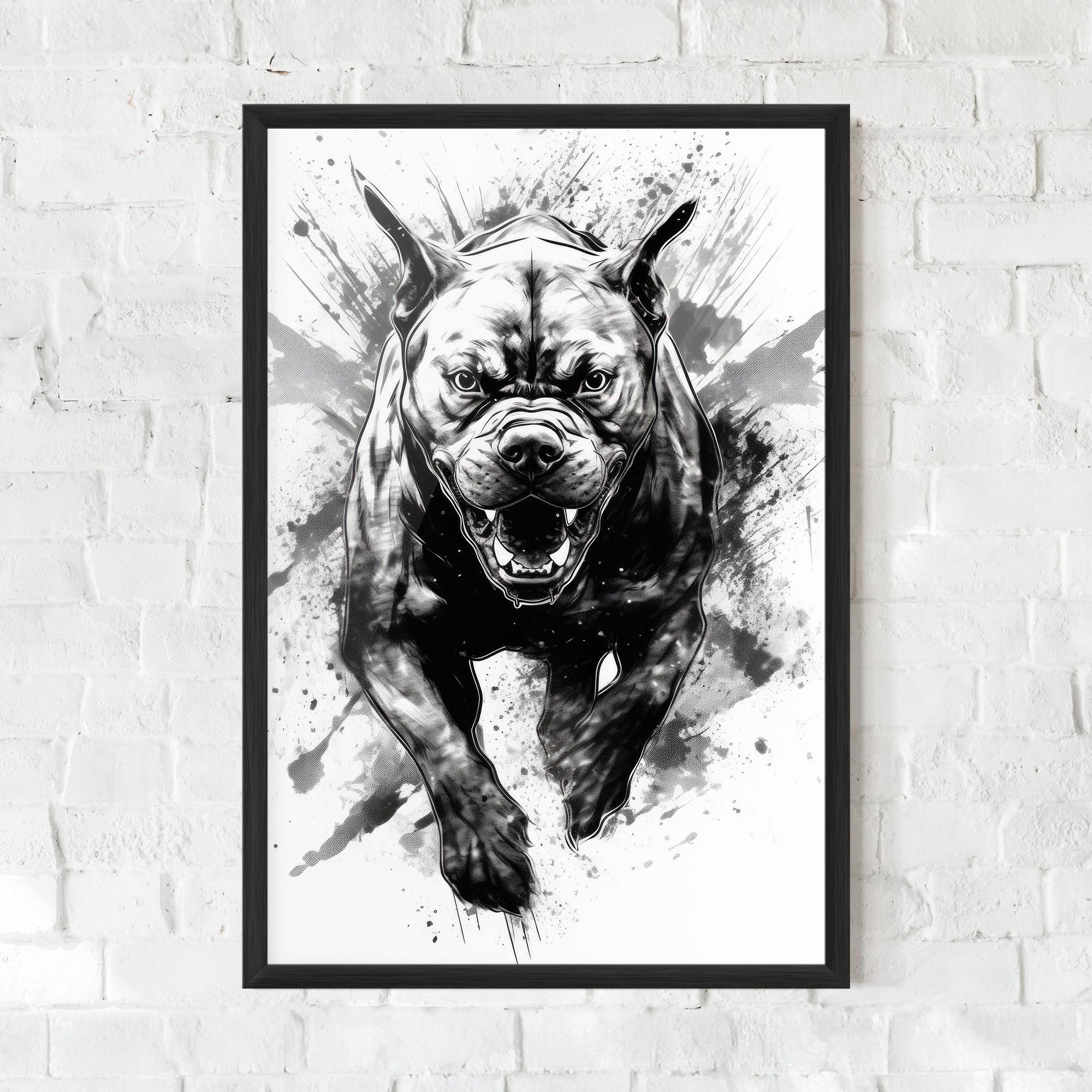 Poster Înrămat Angry Dog Jump mockup 0
