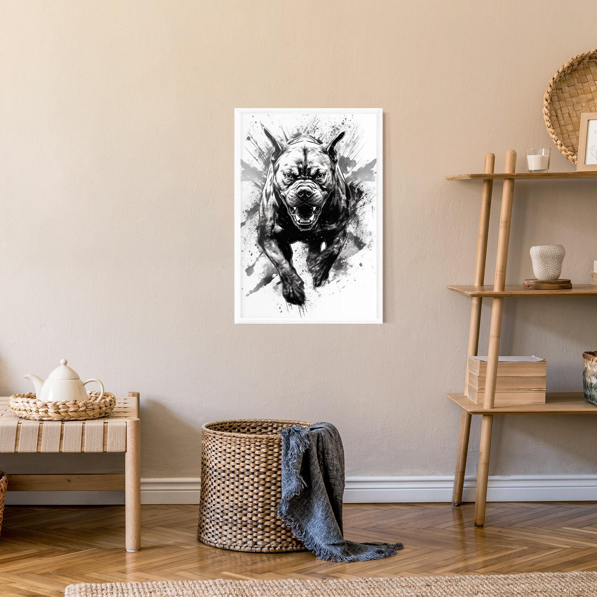 Poster Înrămat Angry Dog Jump mockup 9