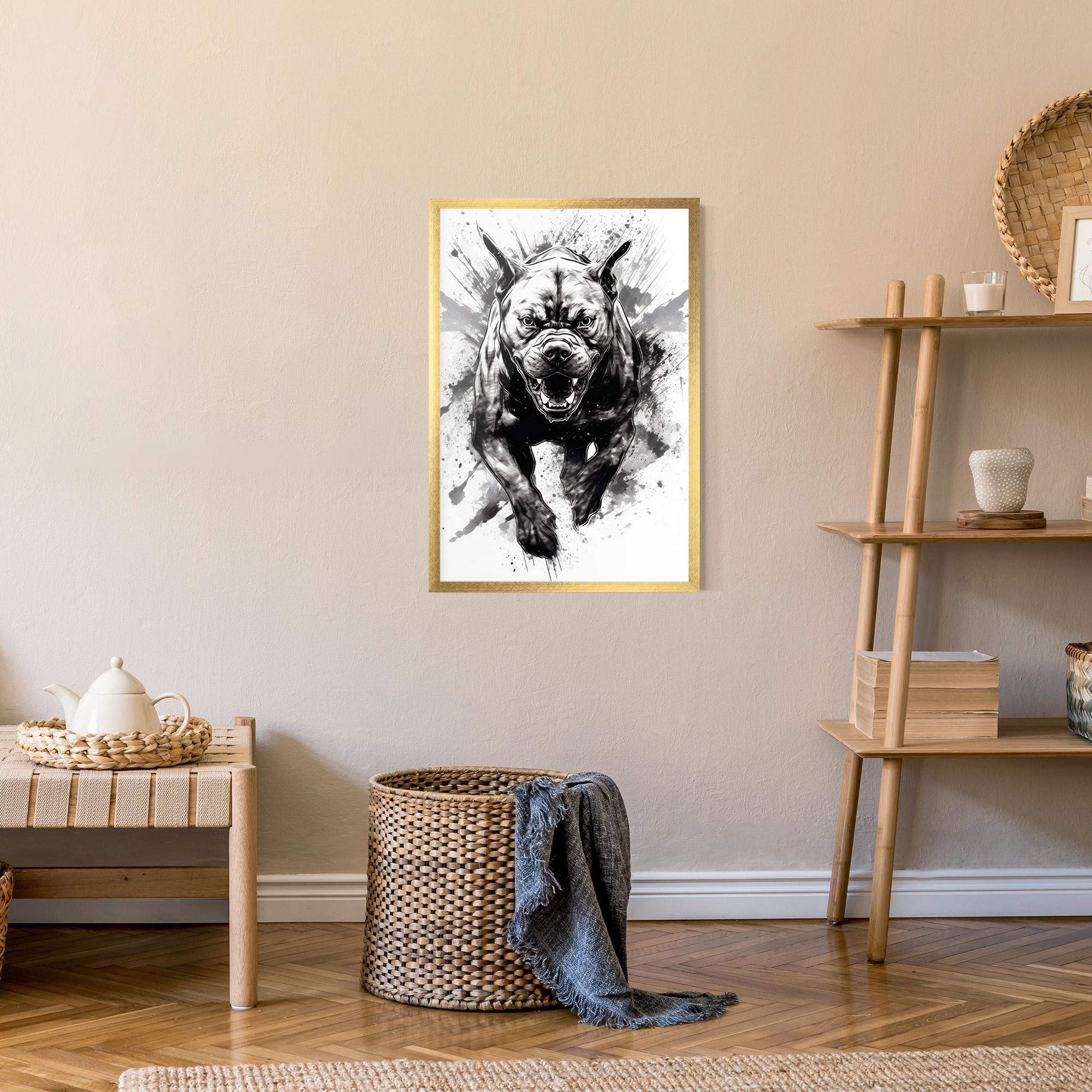 Poster Înrămat Angry Dog Jump mockup 9