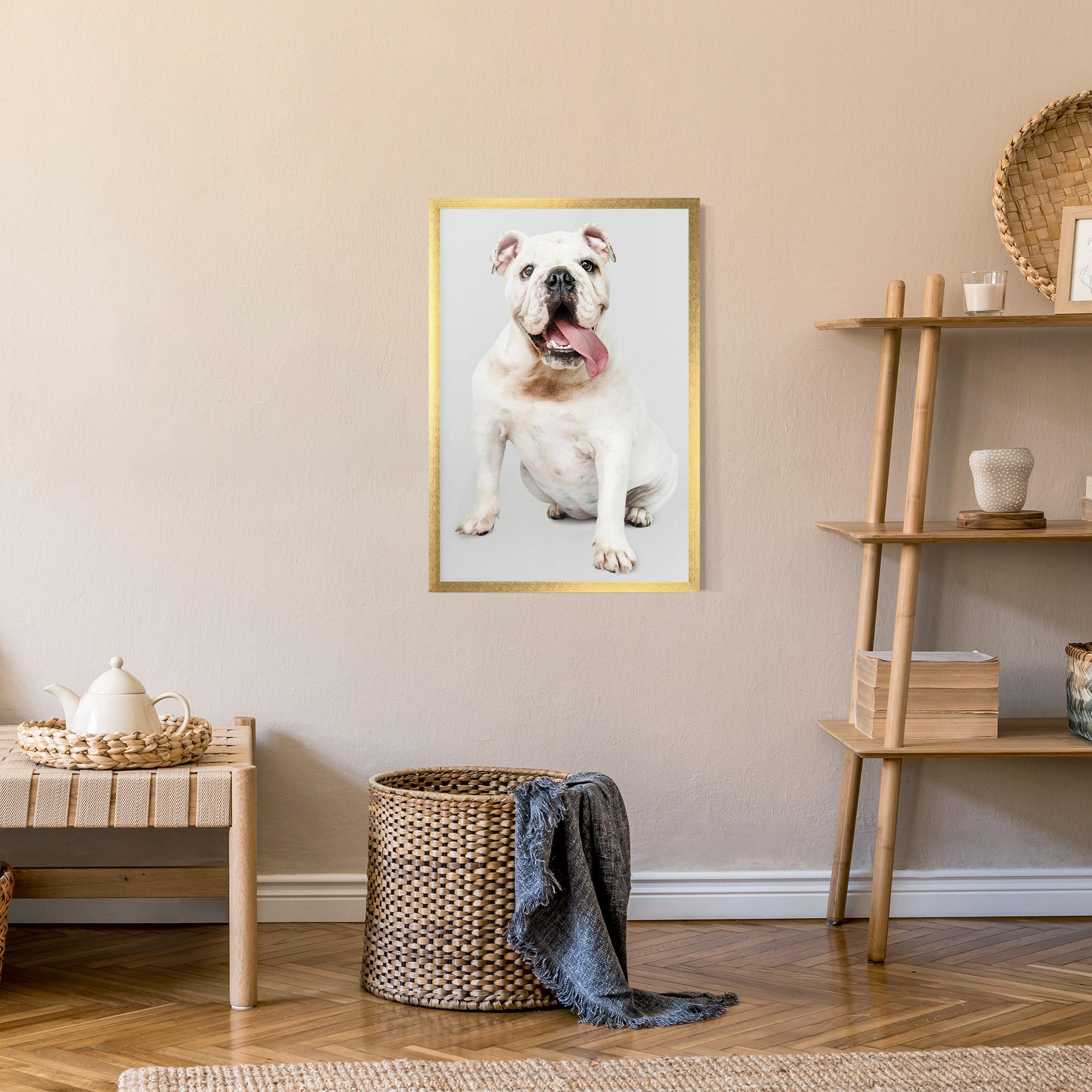 Poster Înrămat Happy White Dog mockup 9
