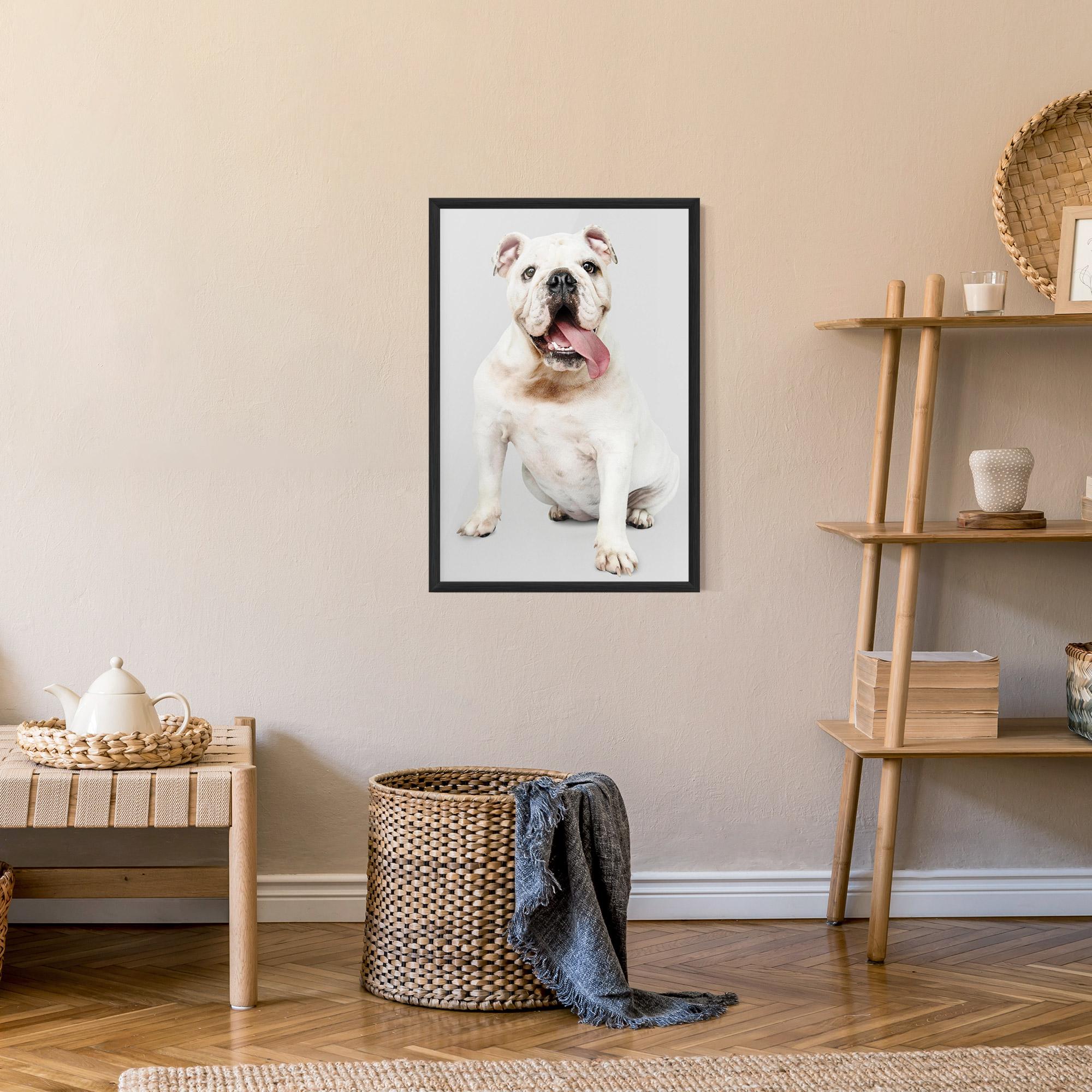 Poster Înrămat Happy White Dog mockup 9