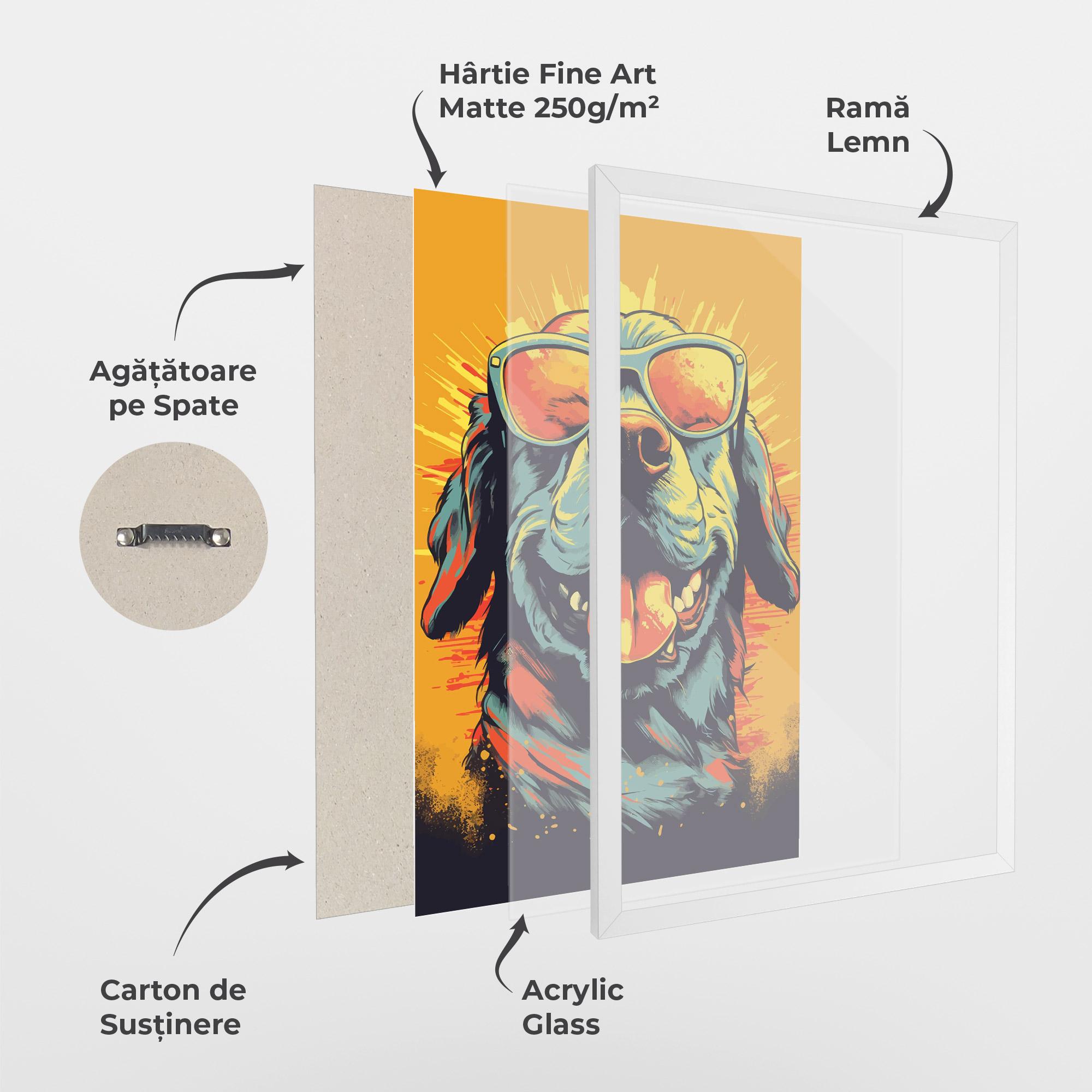 Poster Înrămat Sunglasses Dog mockup 1