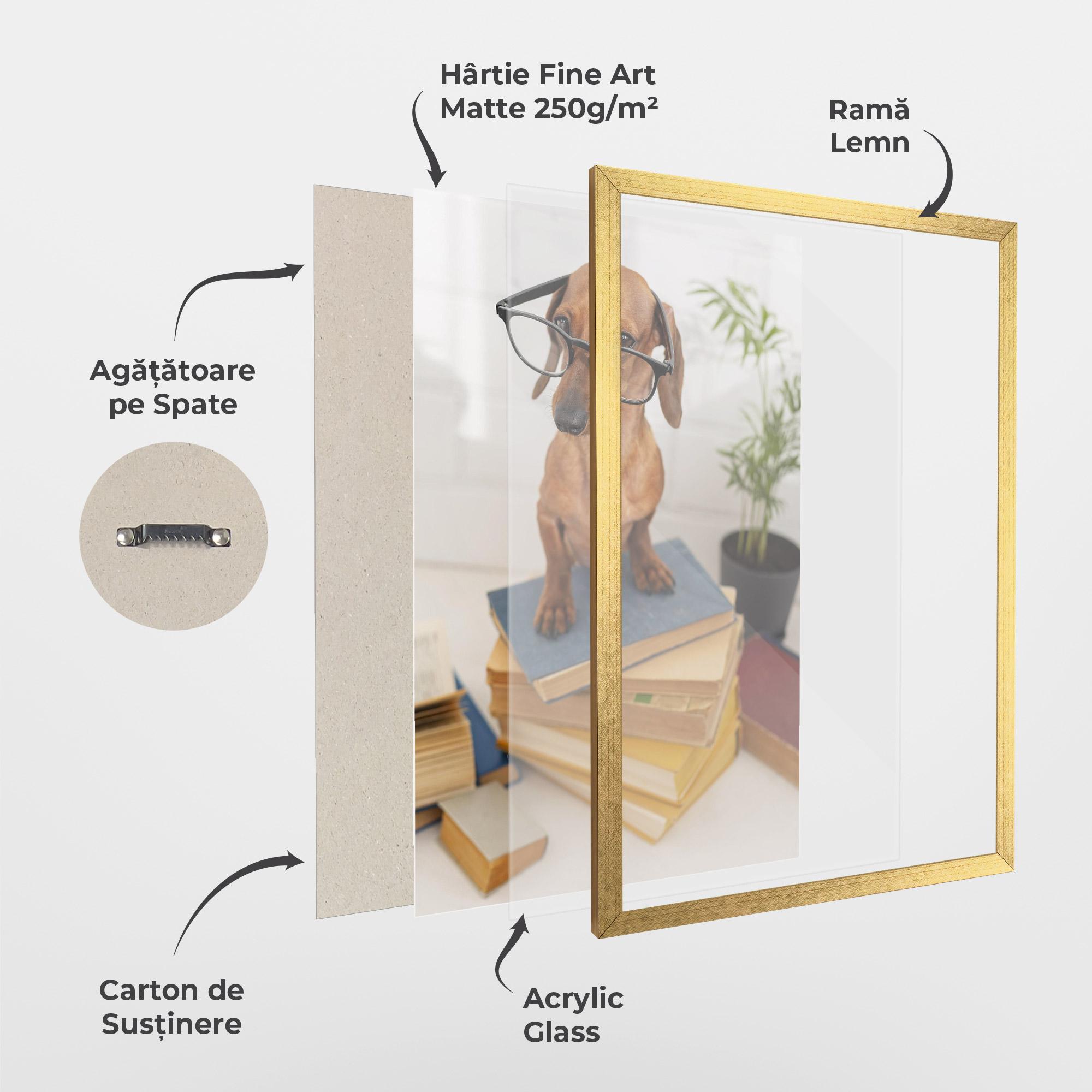 Poster Înrămat Books Cute Dog mockup 1