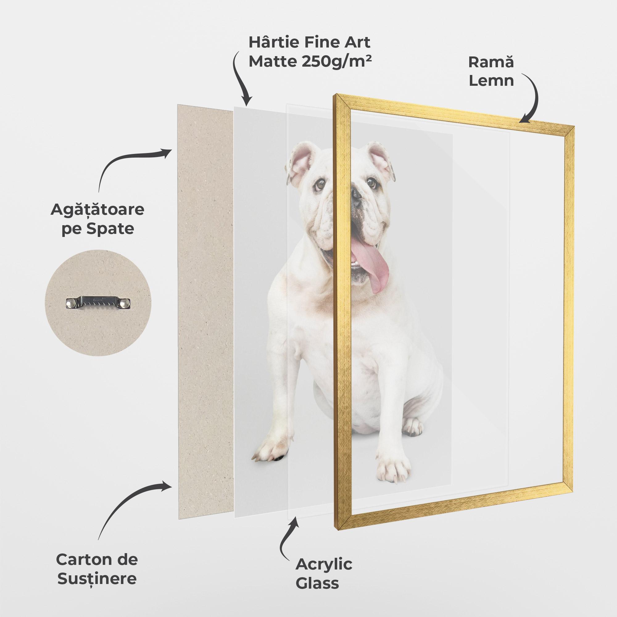 Poster Înrămat Happy White Dog mockup 1