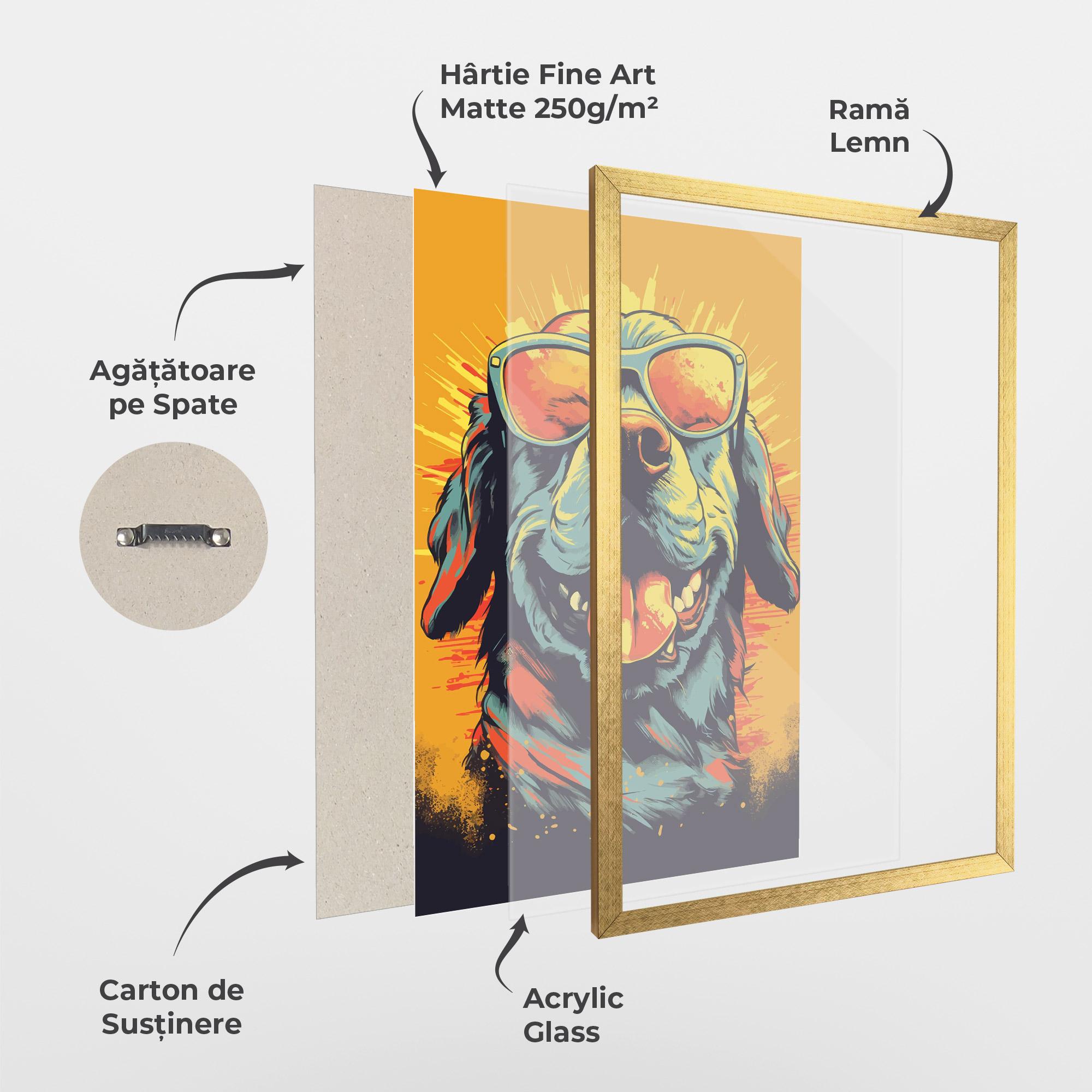 Poster Înrămat Sunglasses Dog mockup 1