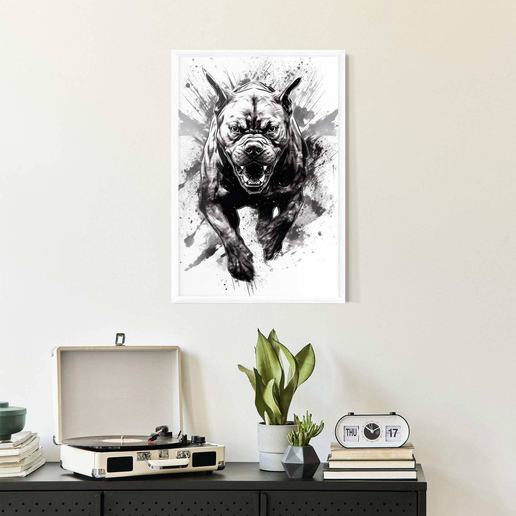 Poster Înrămat Angry Dog Jump mockup 2
