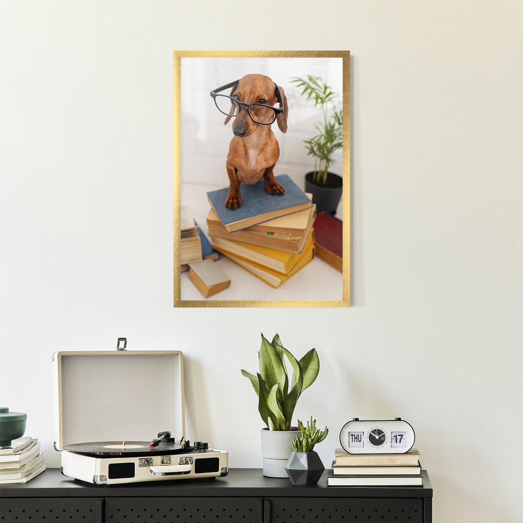 Poster Înrămat Books Cute Dog mockup 2