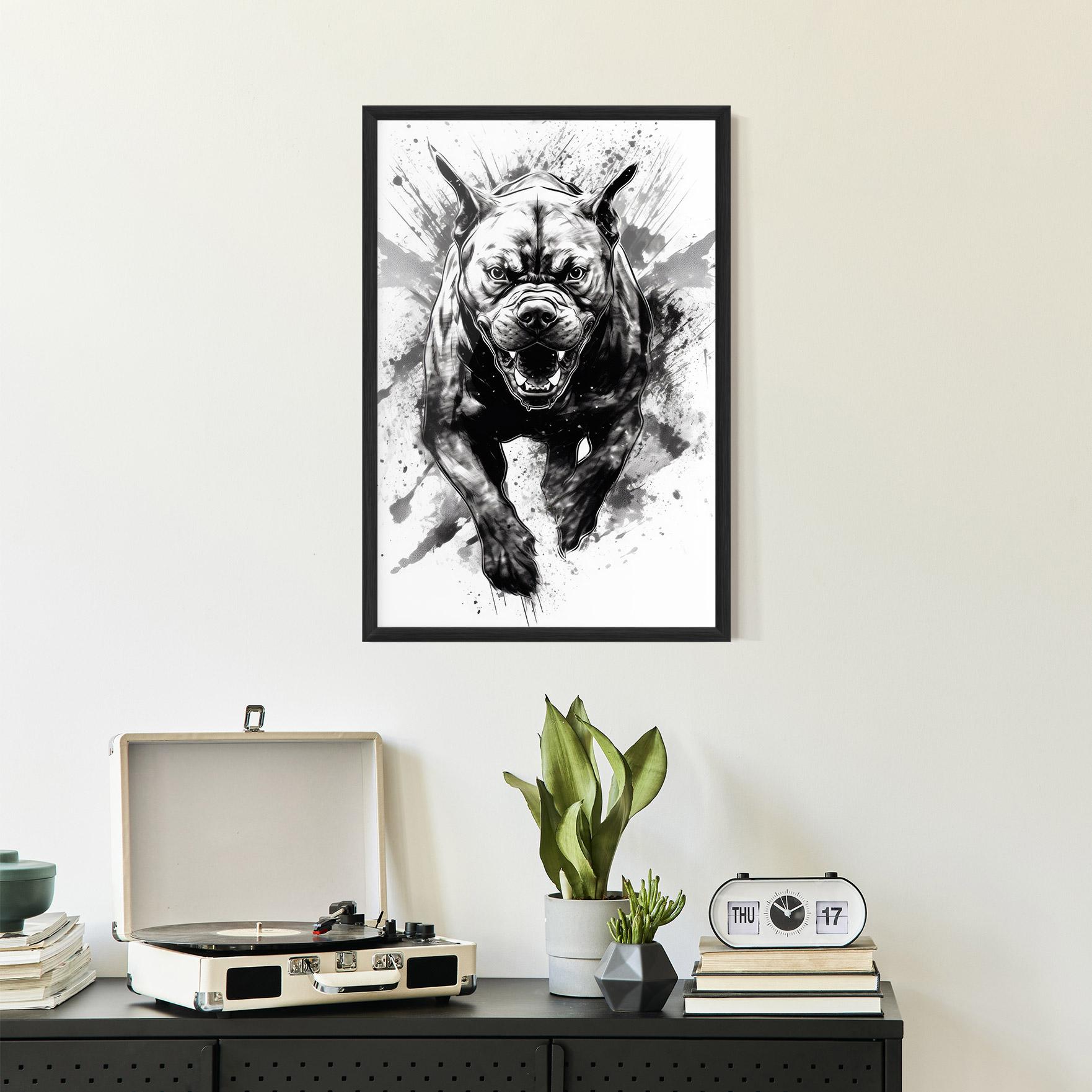 Poster Înrămat Angry Dog Jump mockup 2