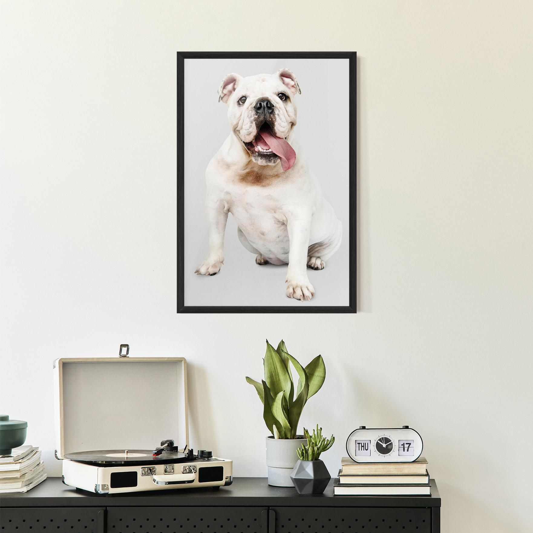 Poster Înrămat Happy White Dog mockup 2