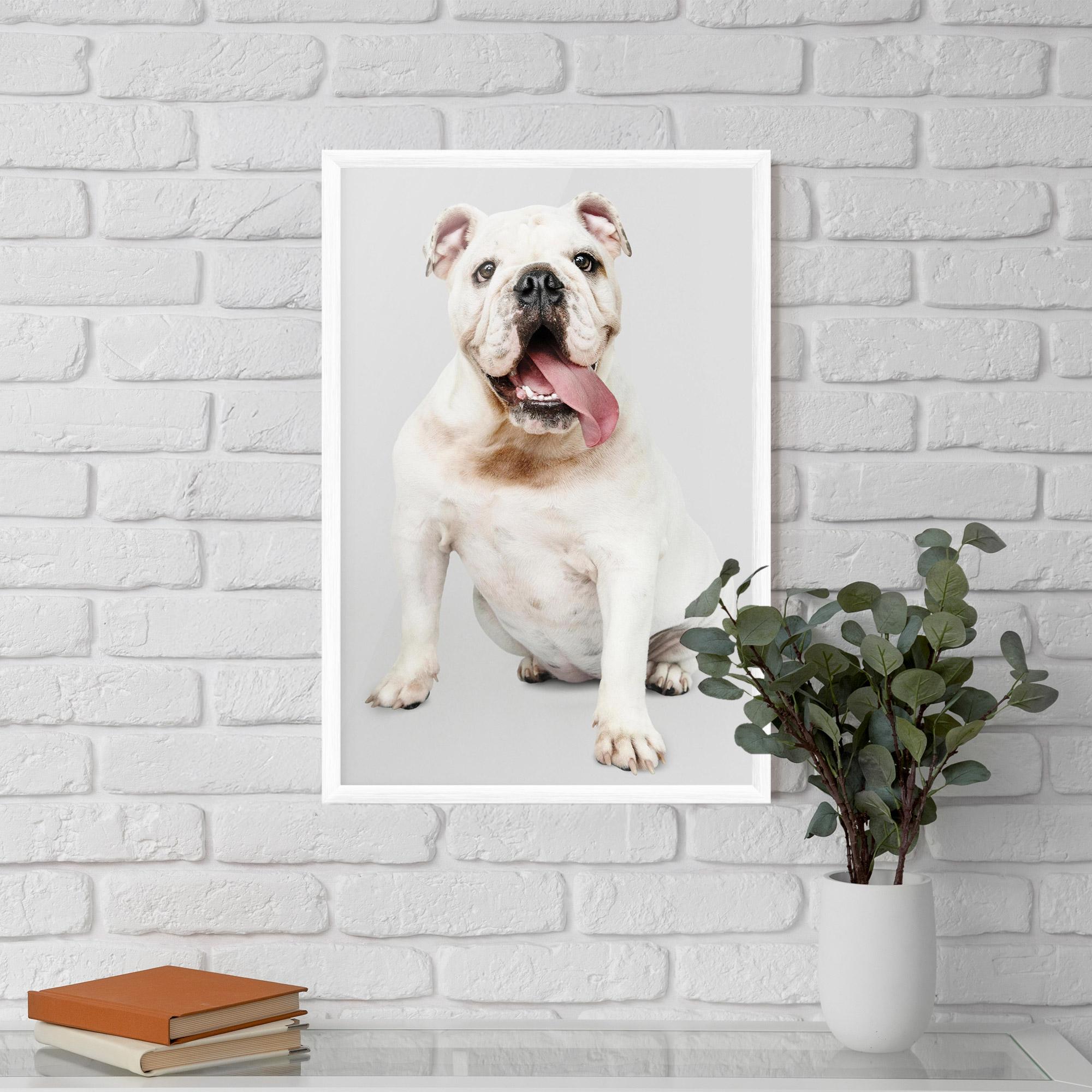 Poster Înrămat Happy White Dog mockup 5