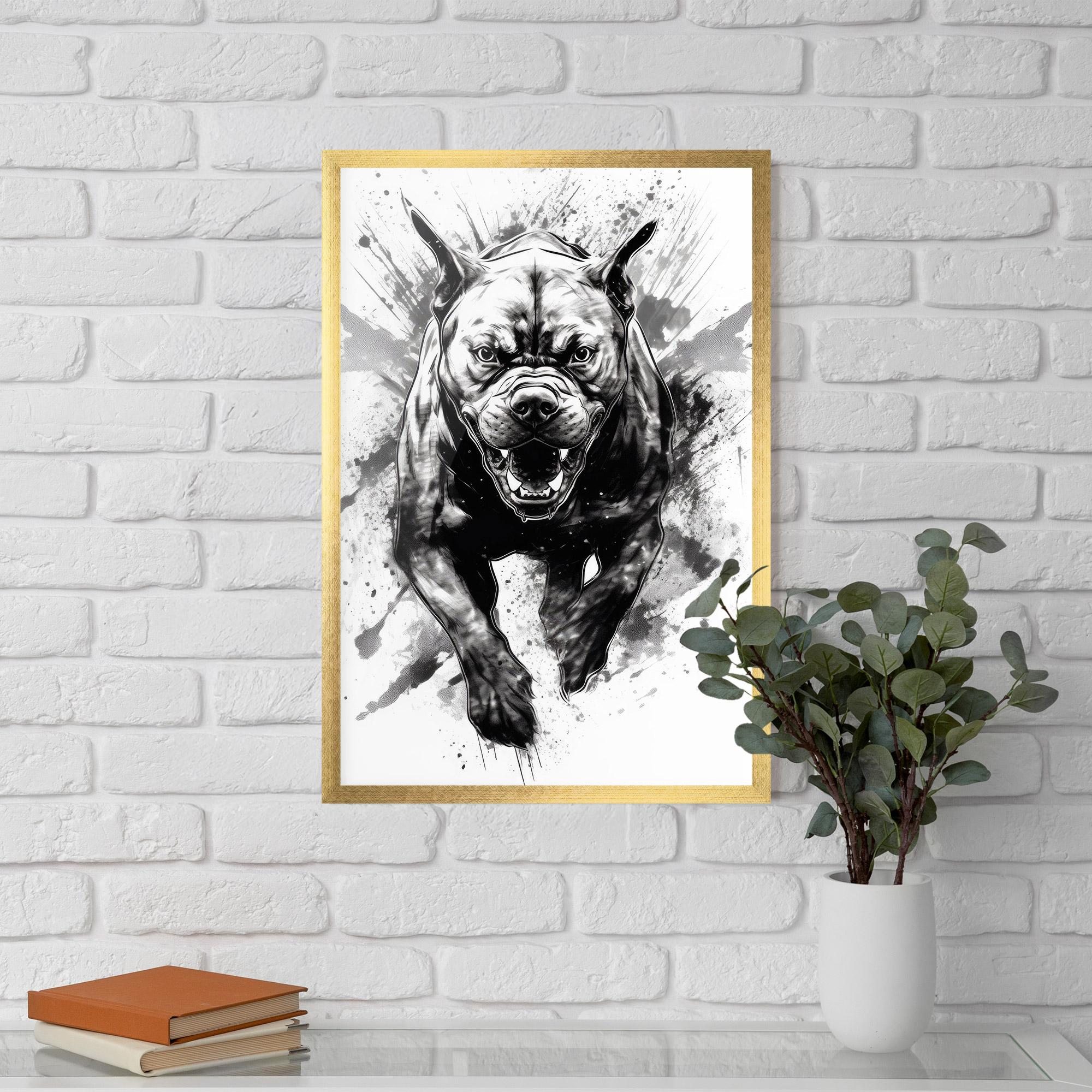 Poster Înrămat Angry Dog Jump mockup 5