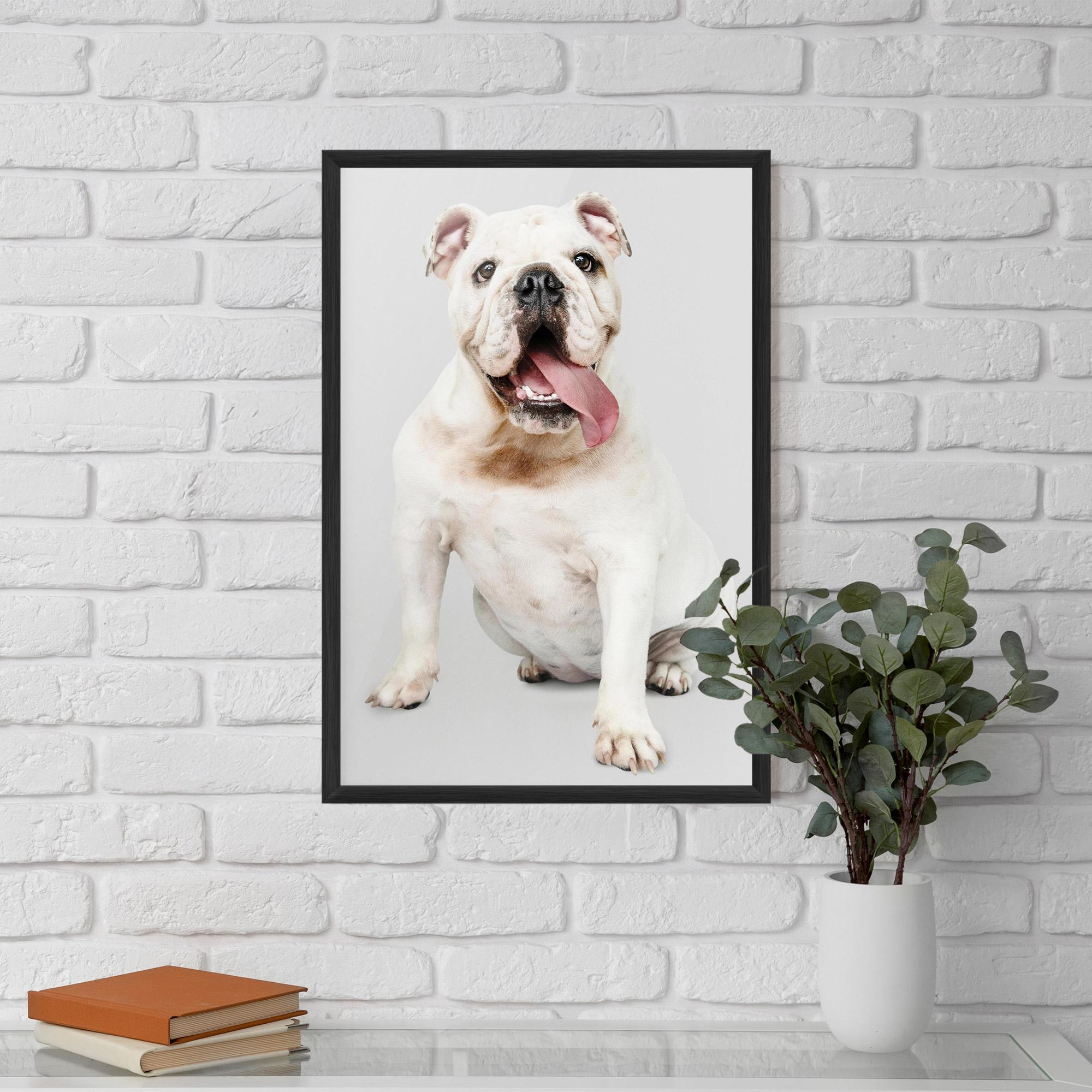 Poster Înrămat Happy White Dog mockup 5