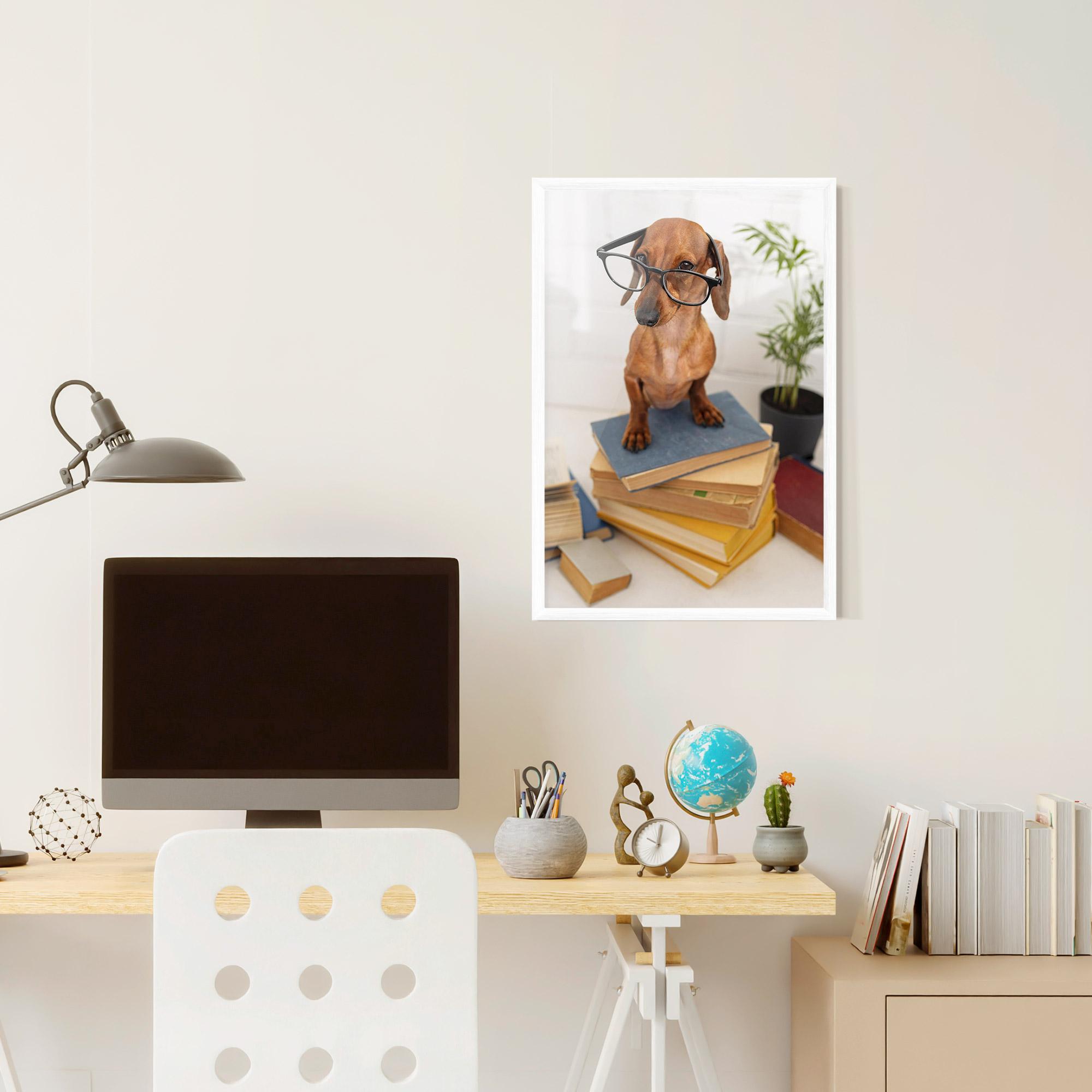 Poster Înrămat Books Cute Dog mockup 6