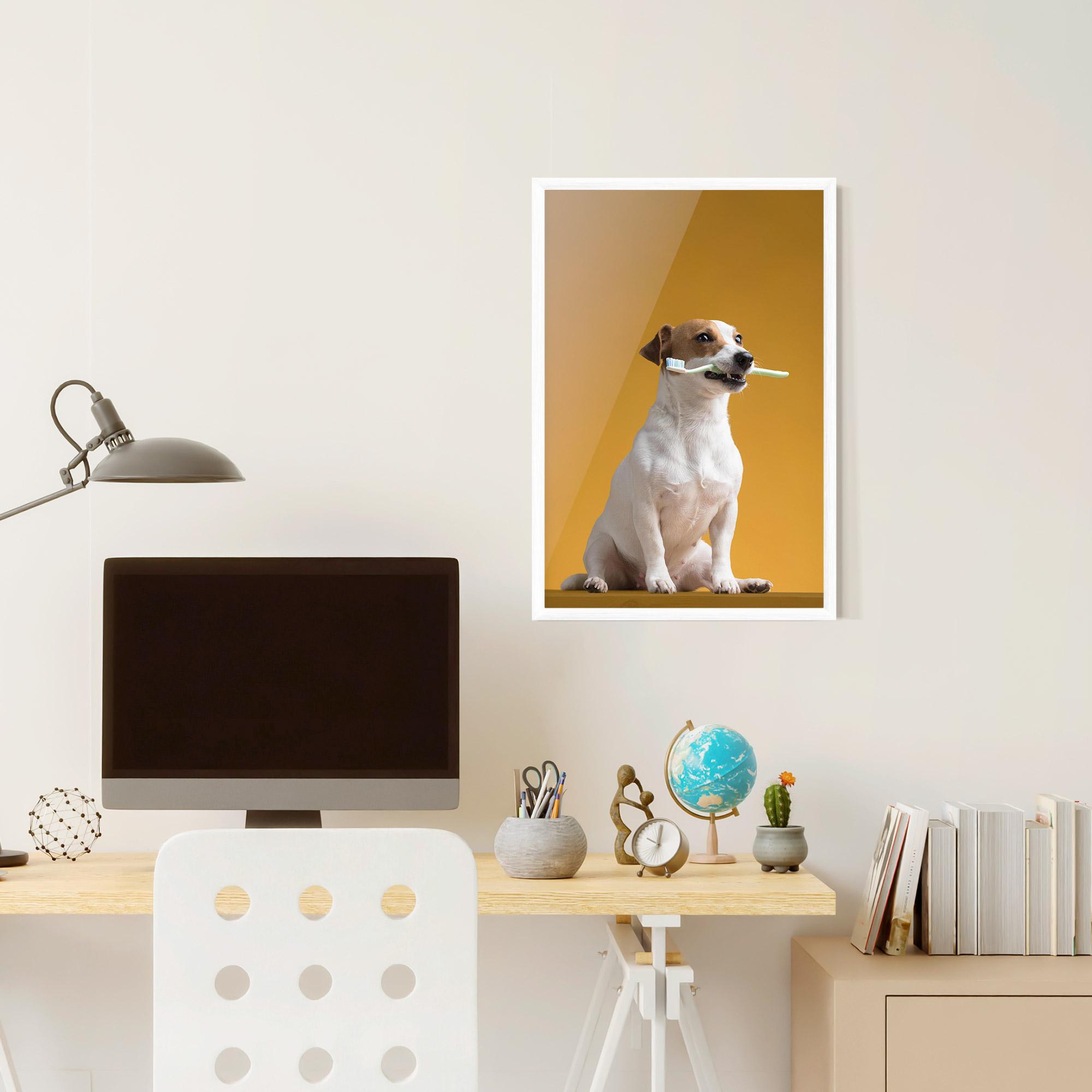 Poster Înrămat Toothbrush Dog mockup 6