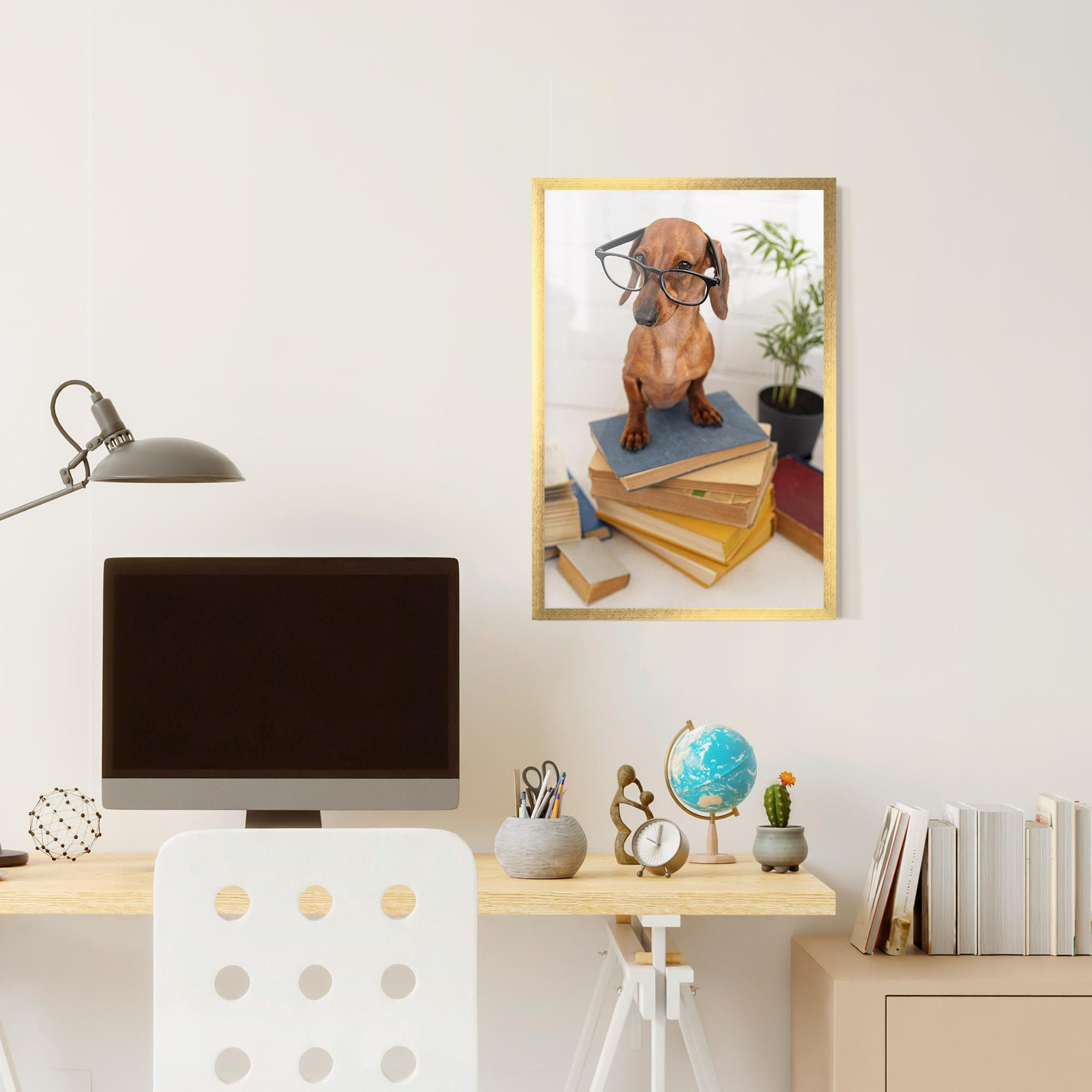 Poster Înrămat Books Cute Dog mockup 6
