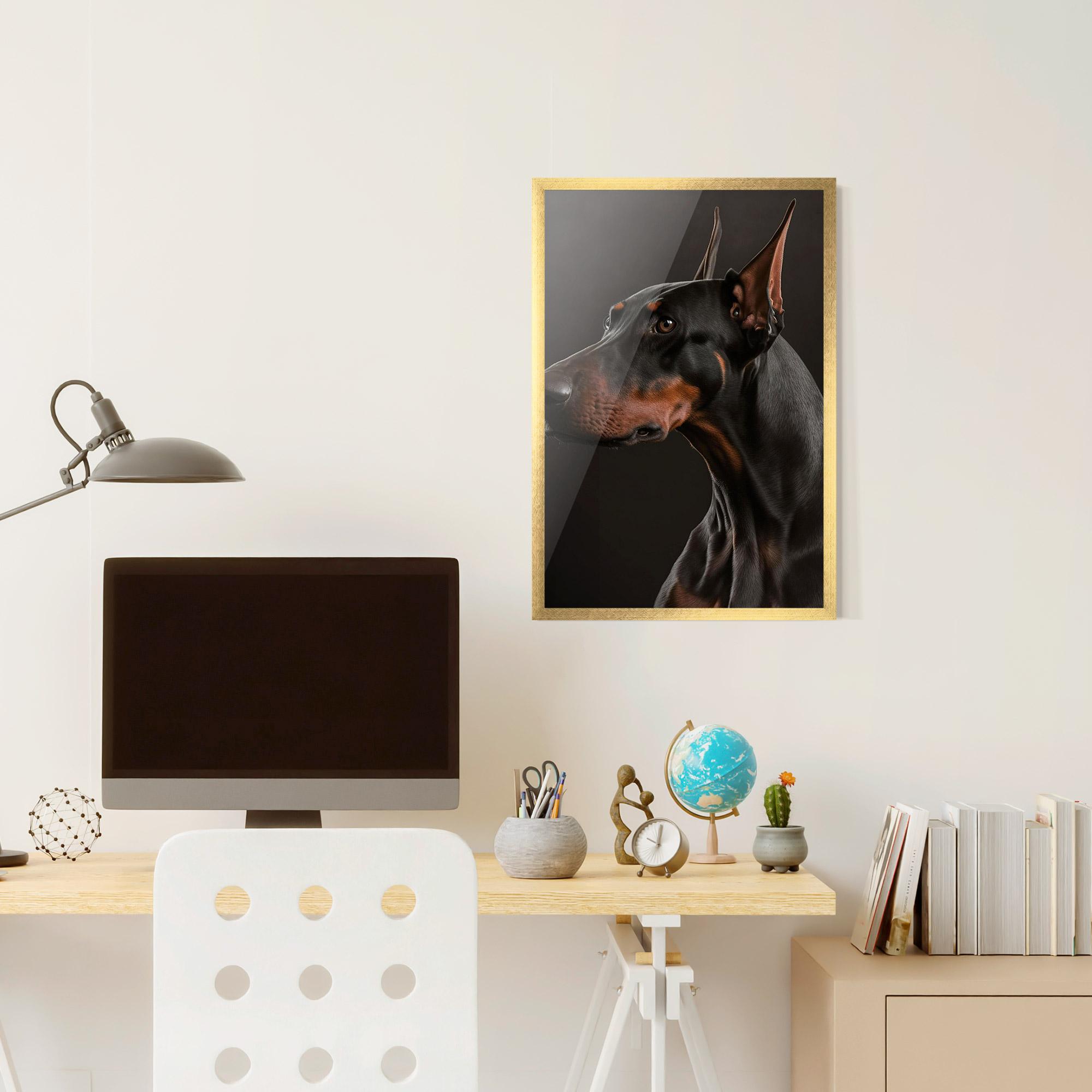 Poster Înrămat Doberman Dog Portrait mockup 6