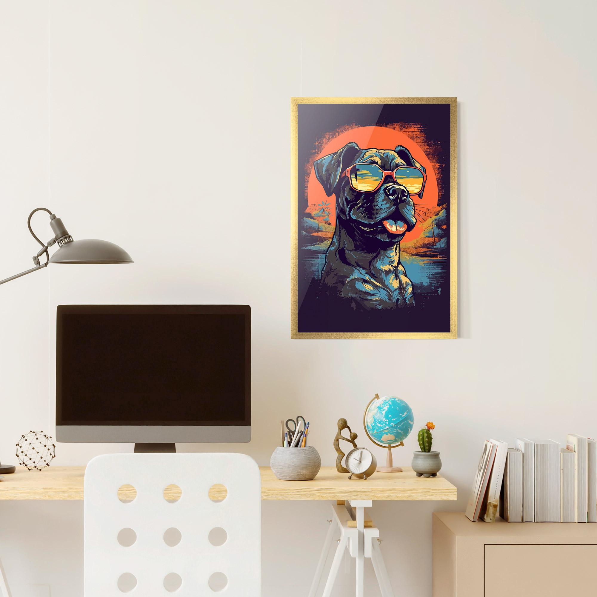 Poster Înrămat Sunset Dog mockup 6