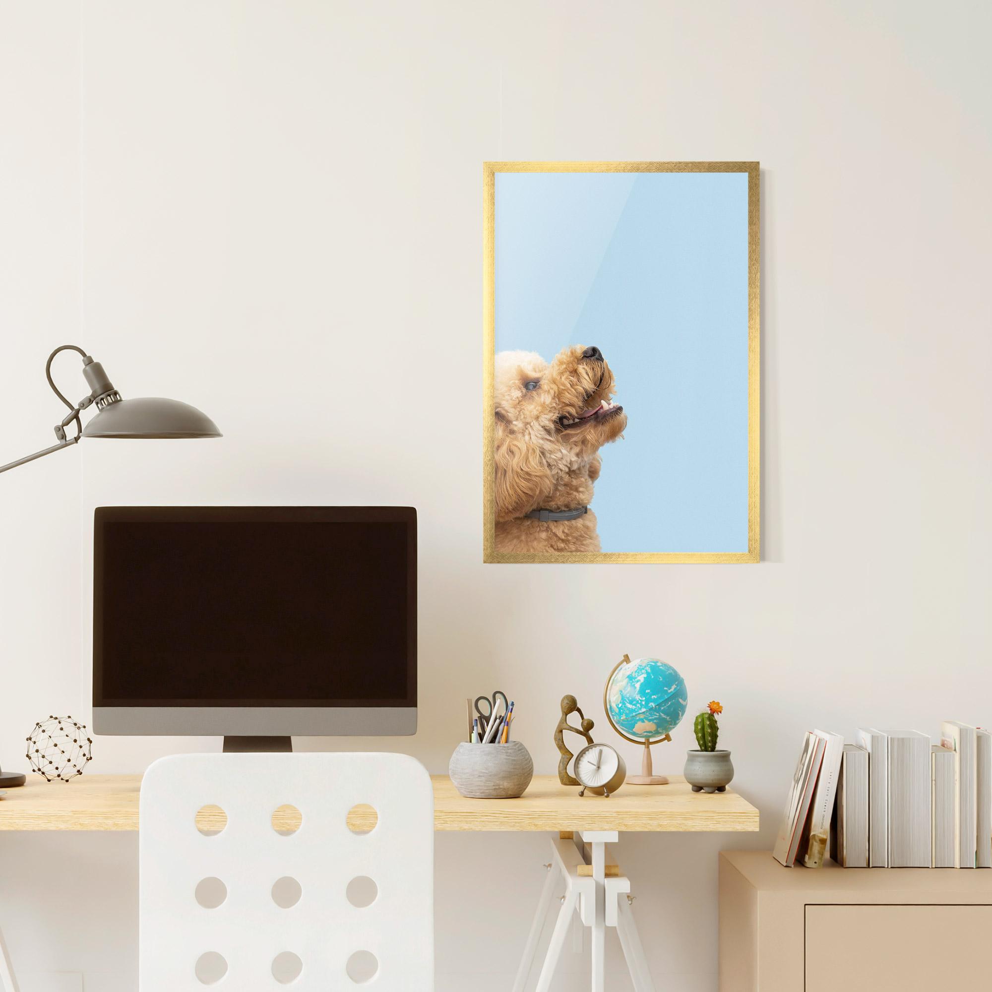 Poster Înrămat Yellow Cute Dog mockup 6