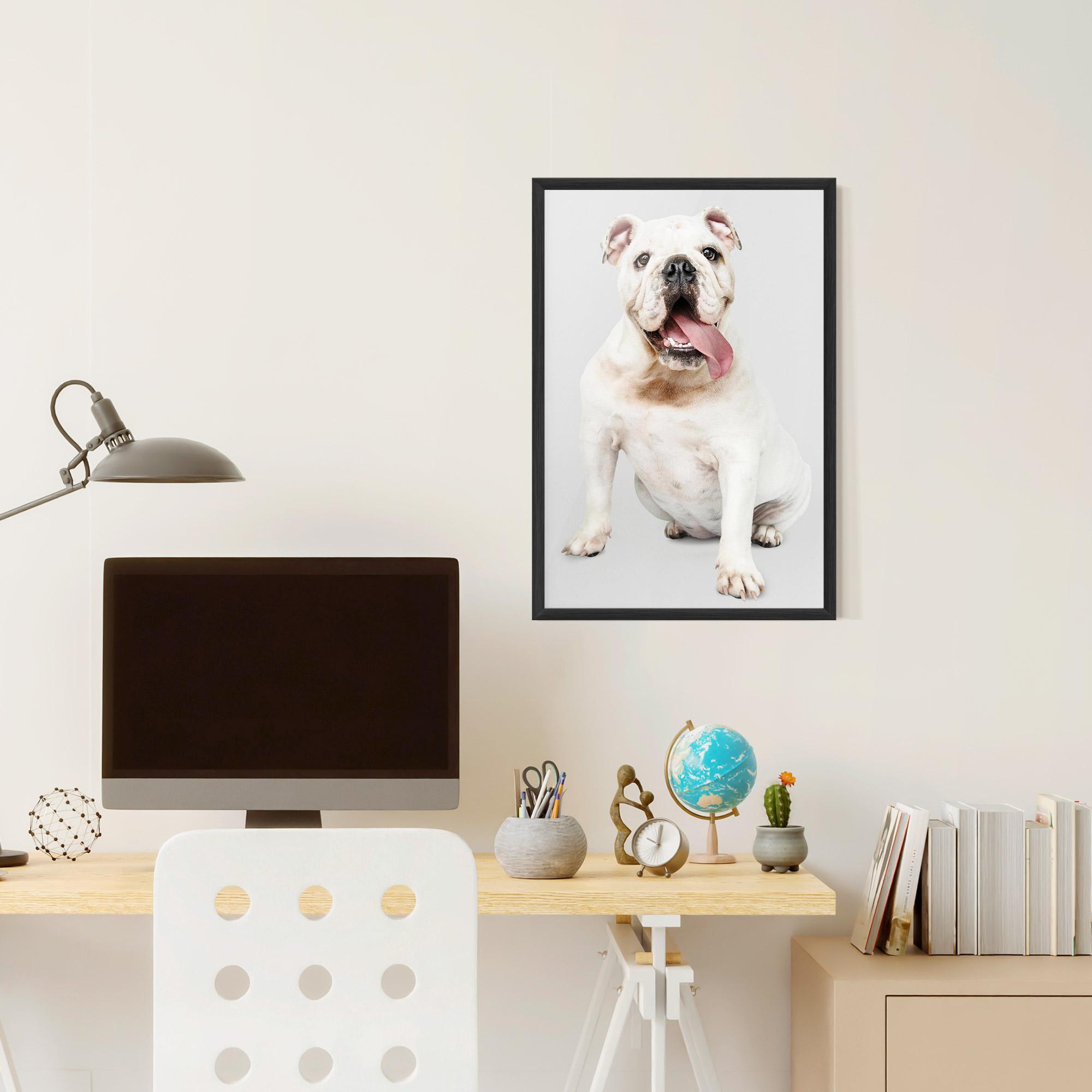 Poster Înrămat Happy White Dog mockup 6