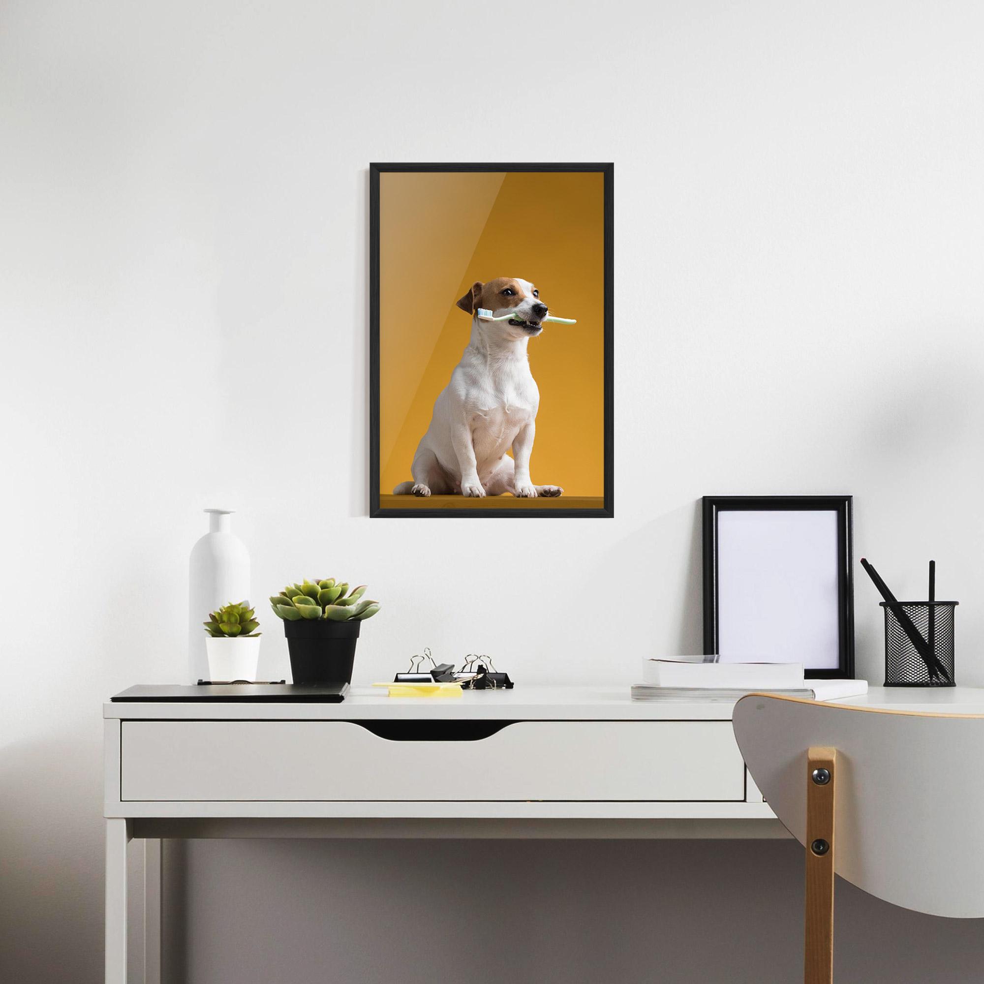 Poster Înrămat Toothbrush Dog mockup 7