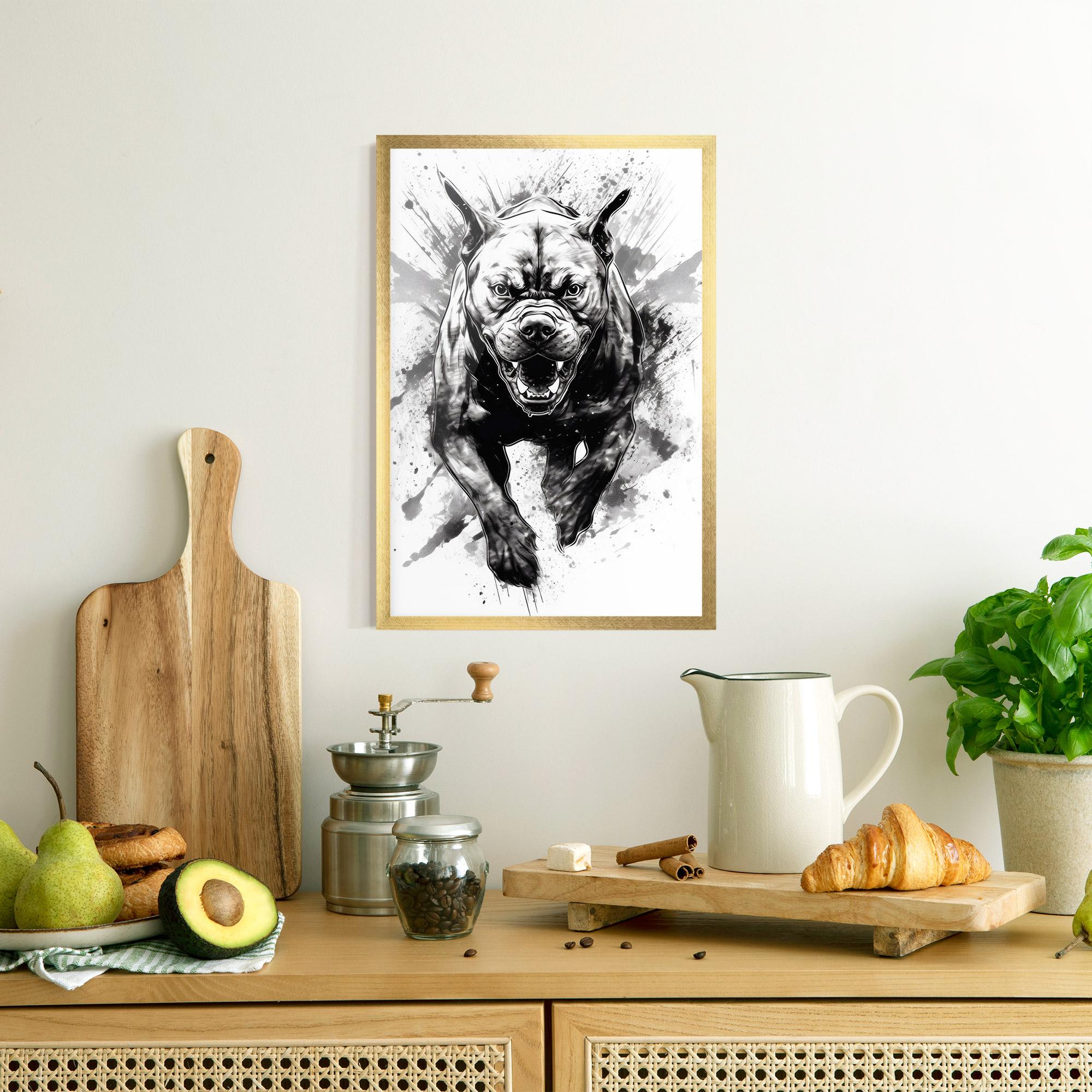 Poster Înrămat Angry Dog Jump mockup 8