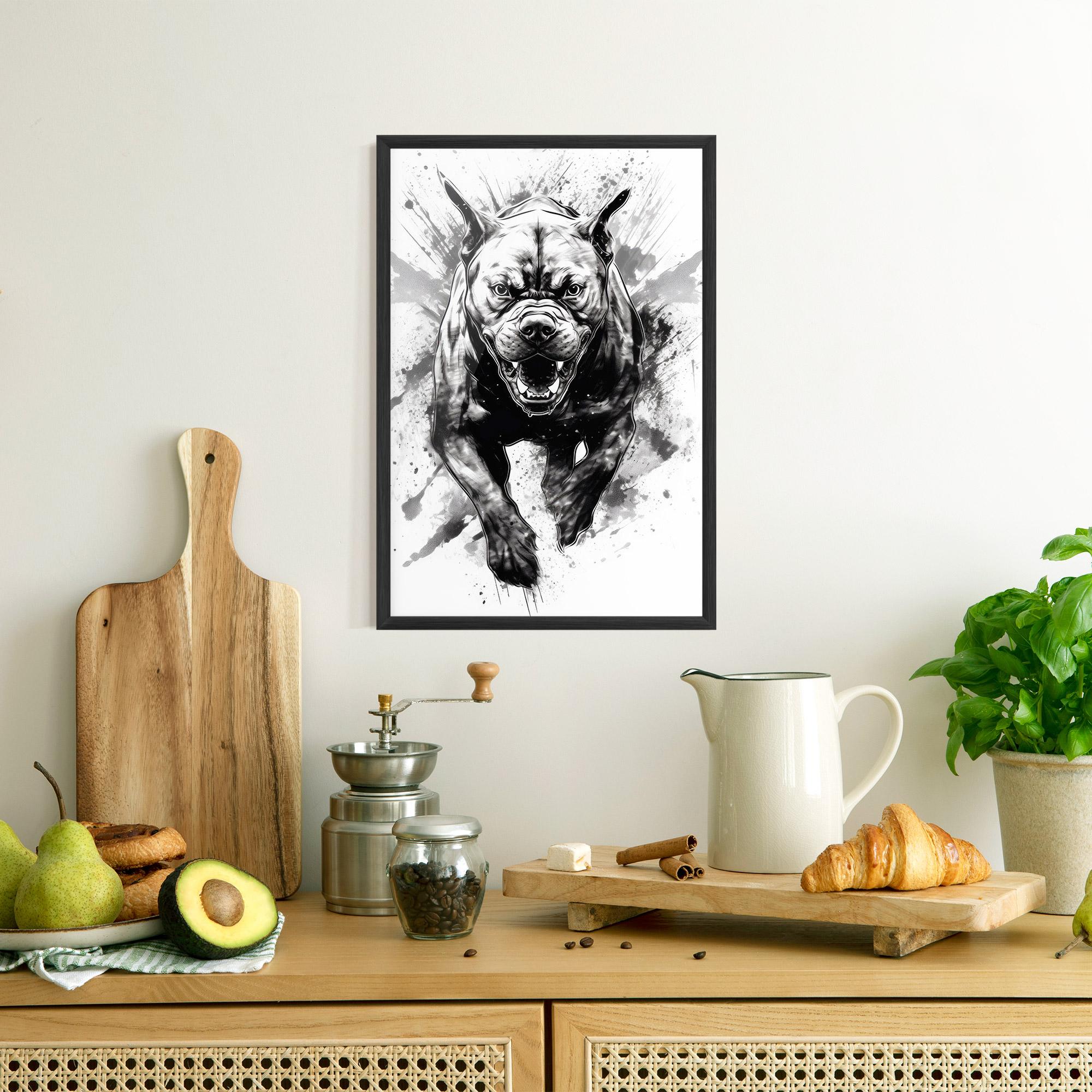 Poster Înrămat Angry Dog Jump mockup 8