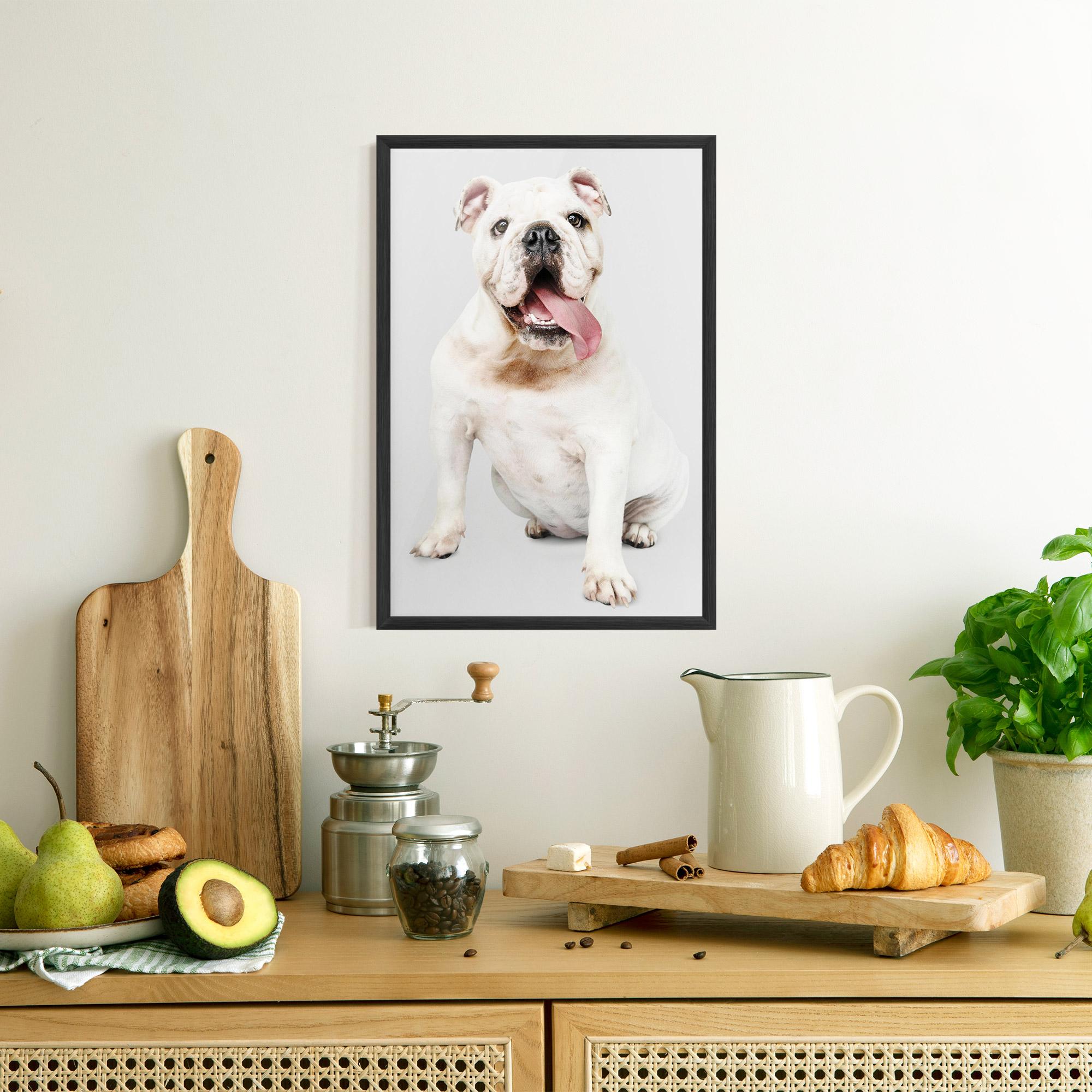 Poster Înrămat Happy White Dog mockup 8