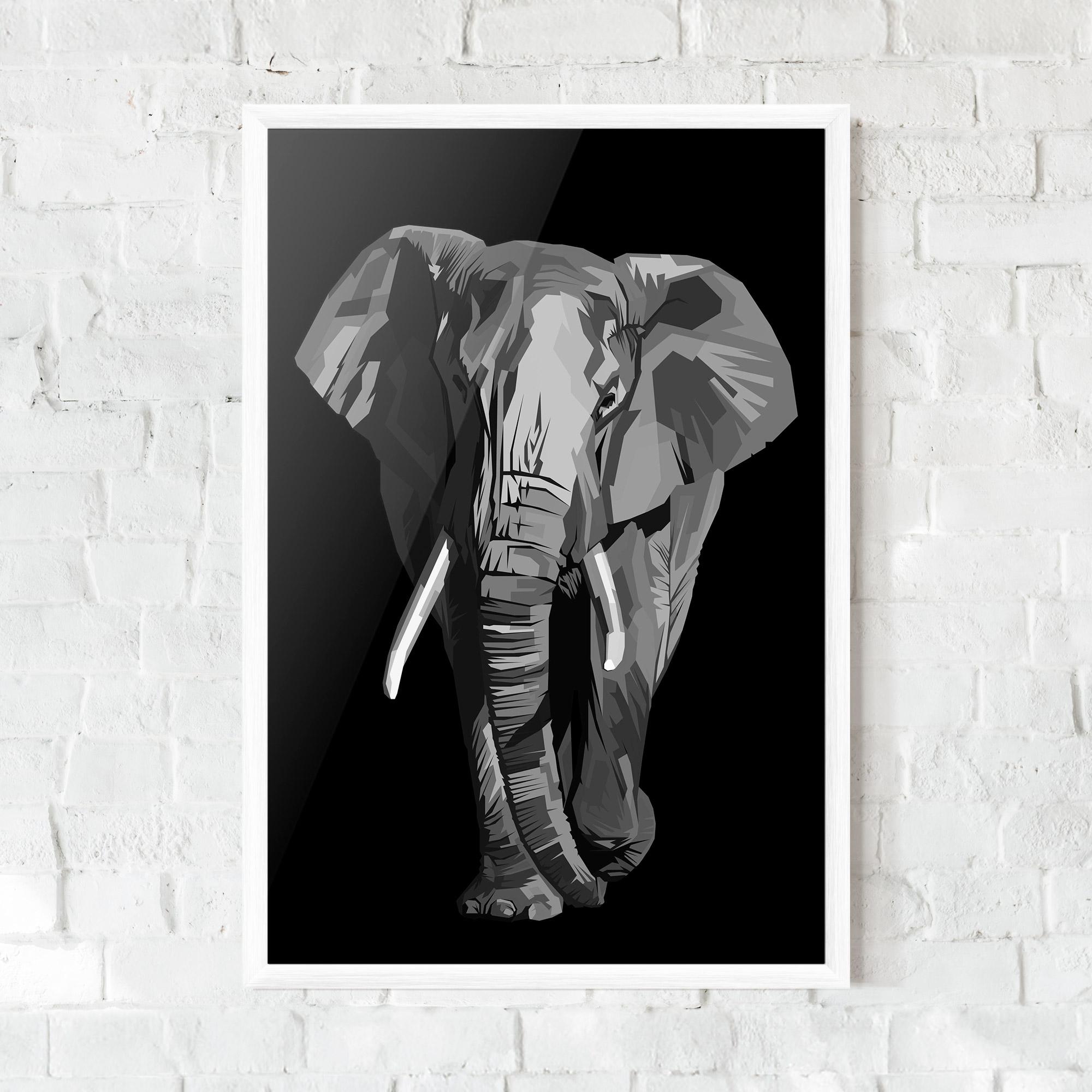 Poster Înrămat Beautiful Grey Elephant mockup 0