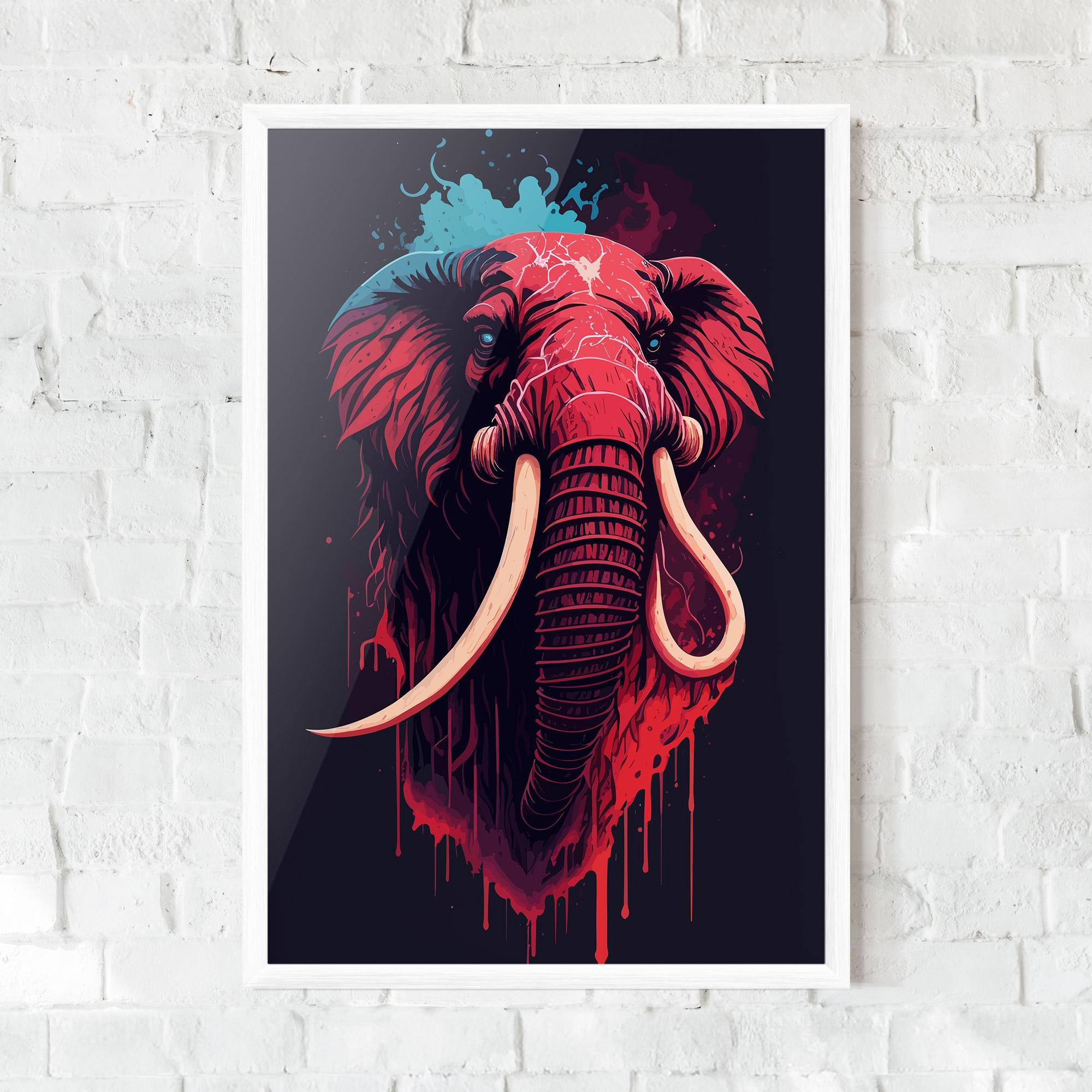 Poster Înrămat Blue Red Elephant mockup 0
