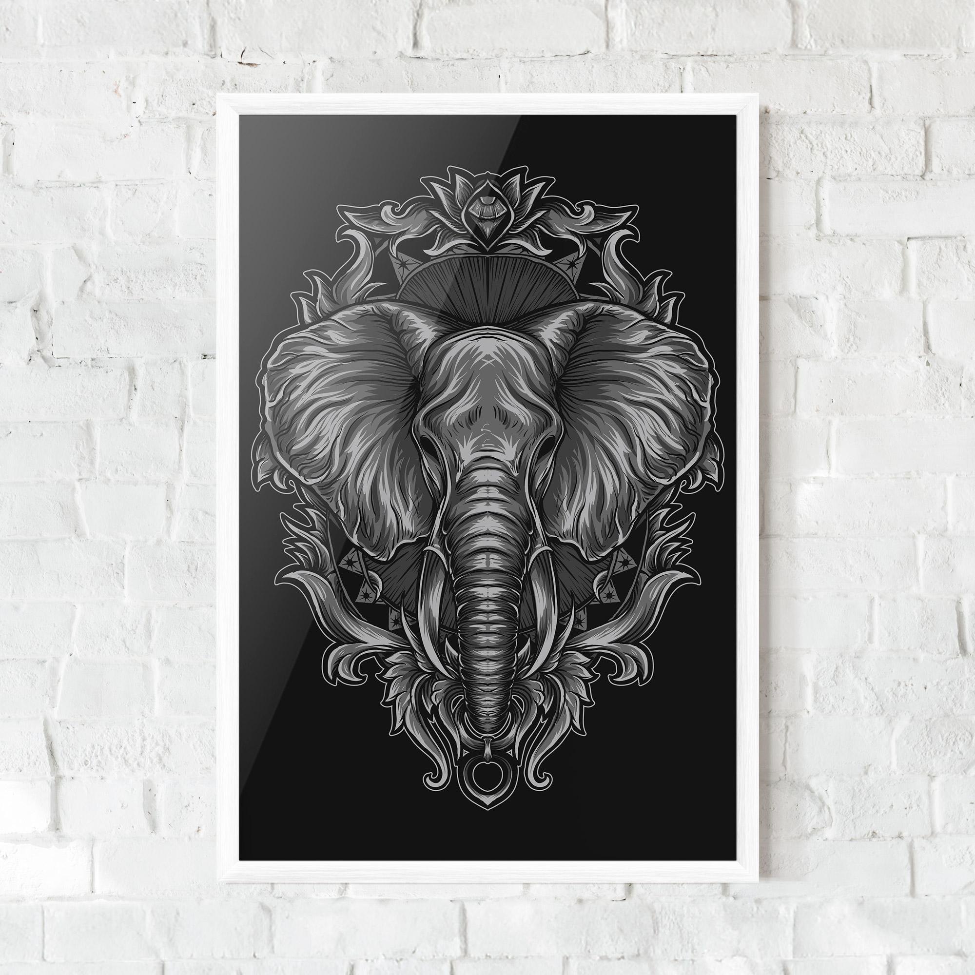 Poster Înrămat Grey Elephant Head mockup 0