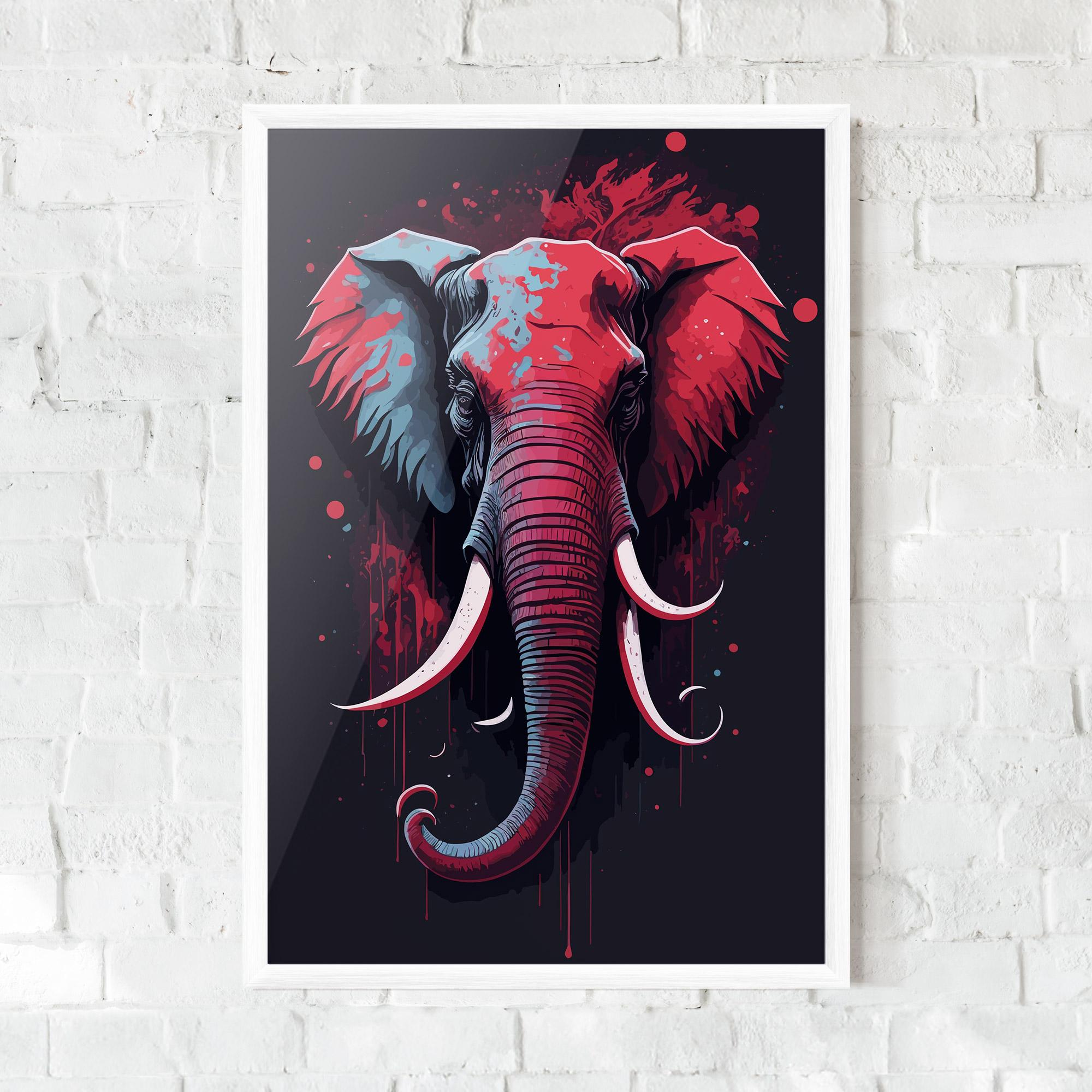 Poster Înrămat Red Blue Elephant mockup 0