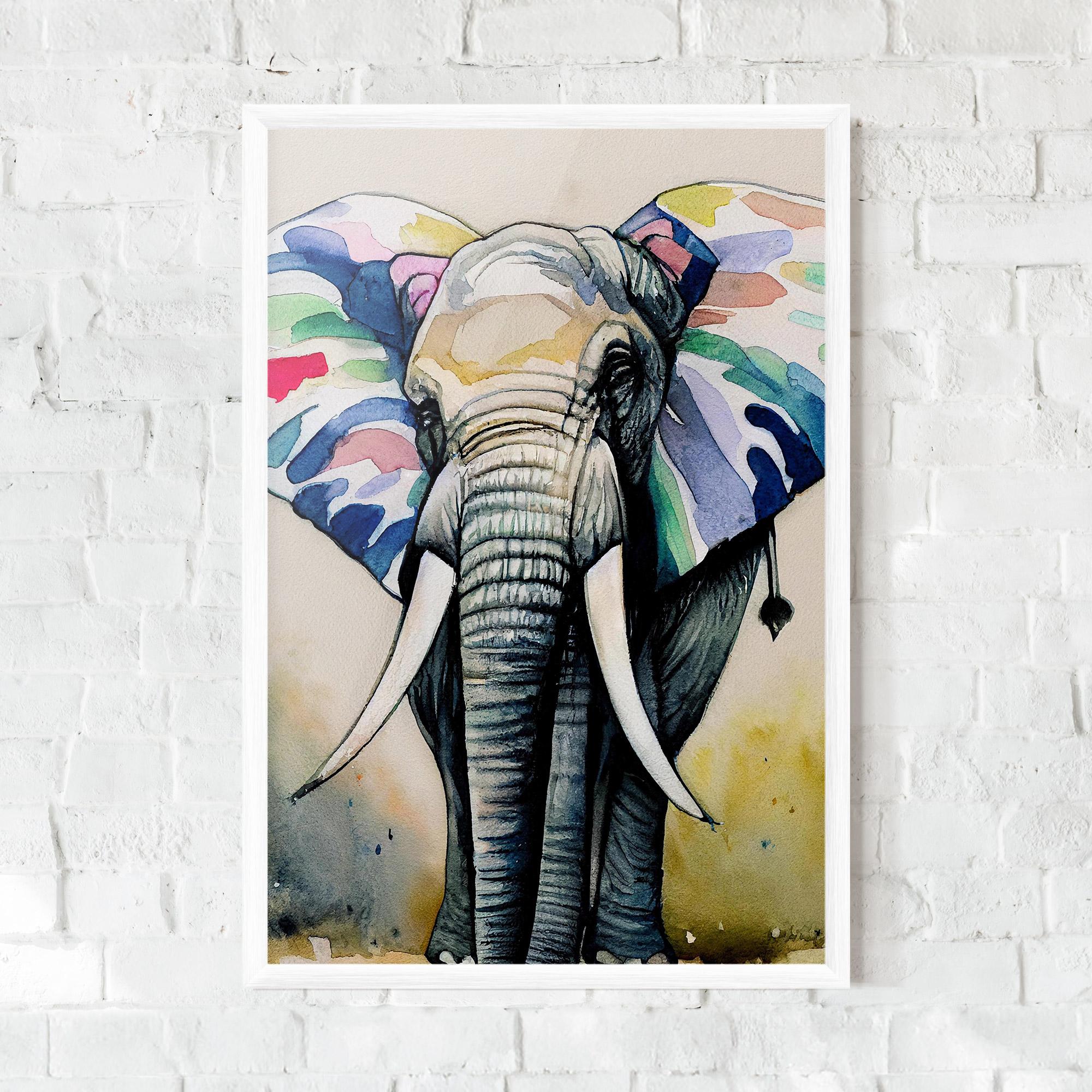 Poster Înrămat Watercolor Elephant Art mockup 0