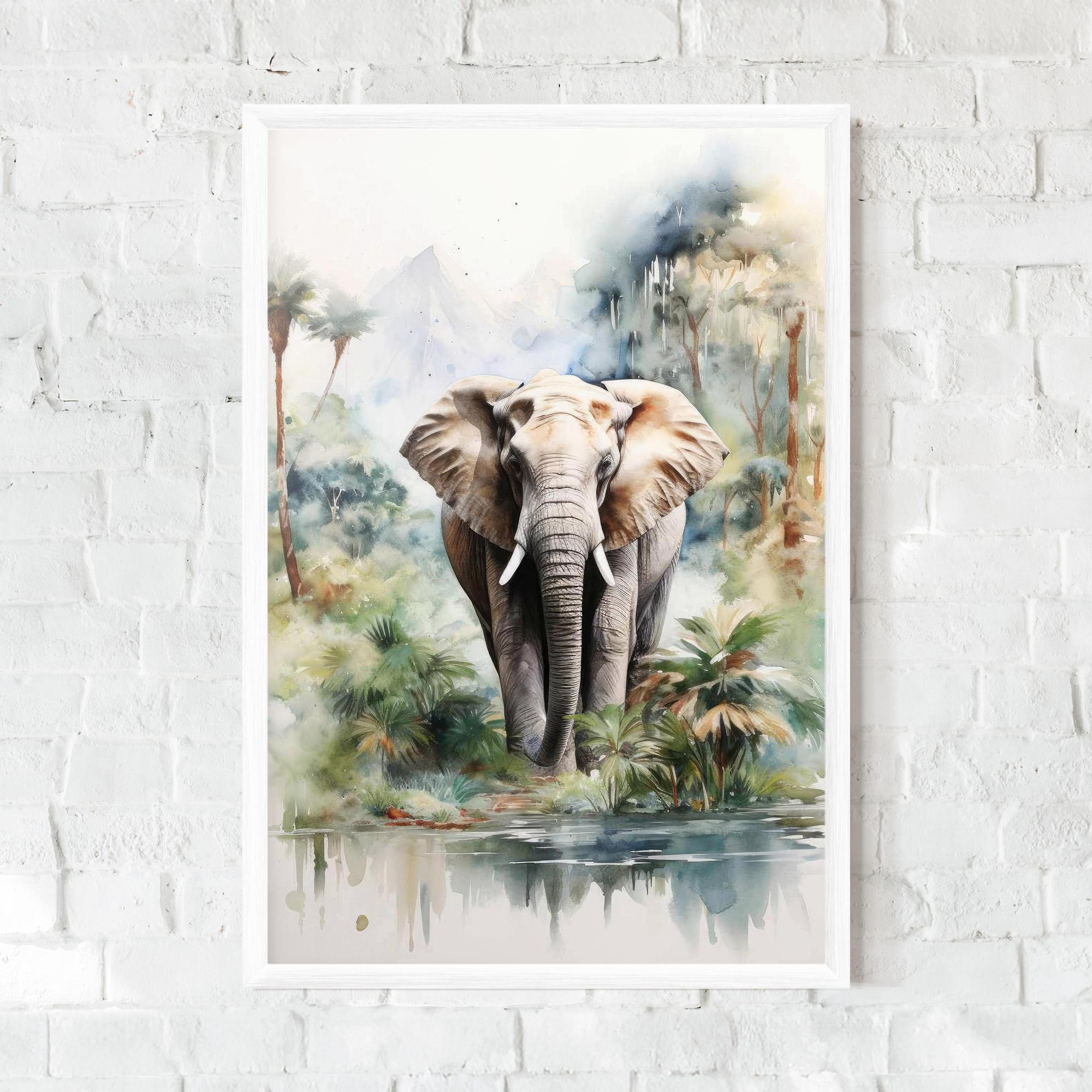Poster Înrămat Wild Watercolor Elephant mockup 0