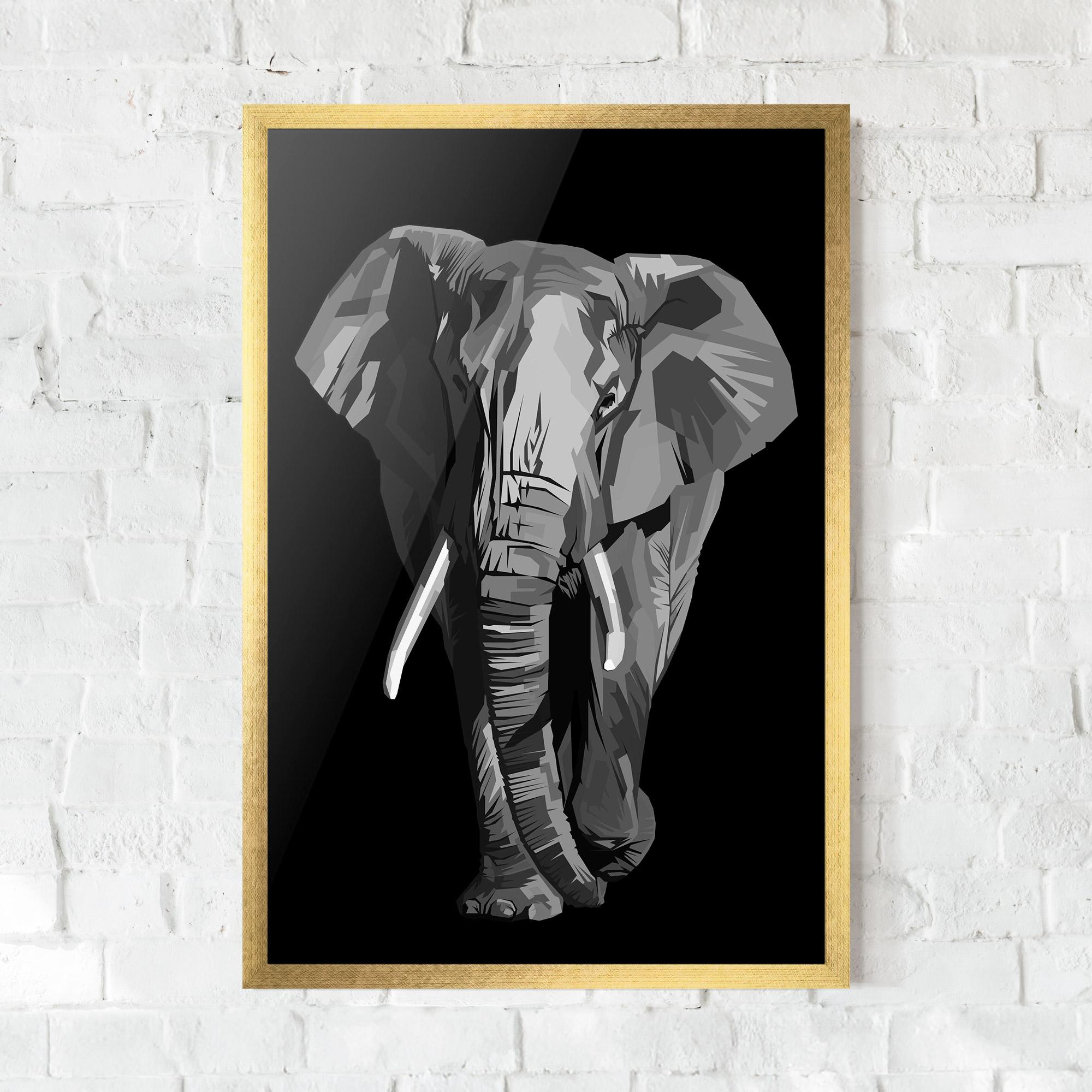 Poster Înrămat Beautiful Grey Elephant mockup 0