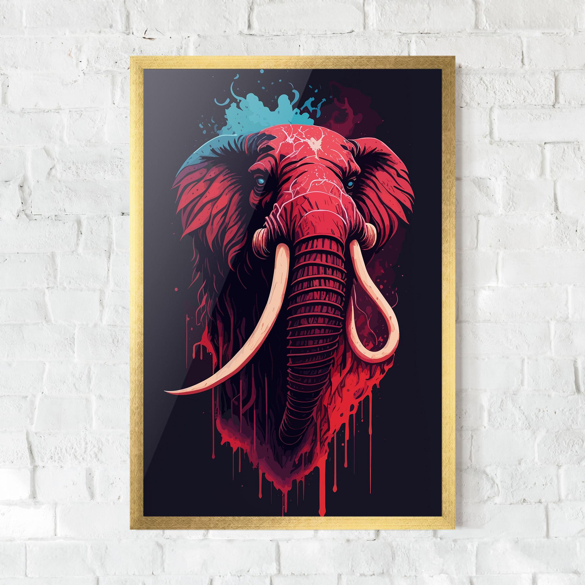 Poster Înrămat Blue Red Elephant mockup 0