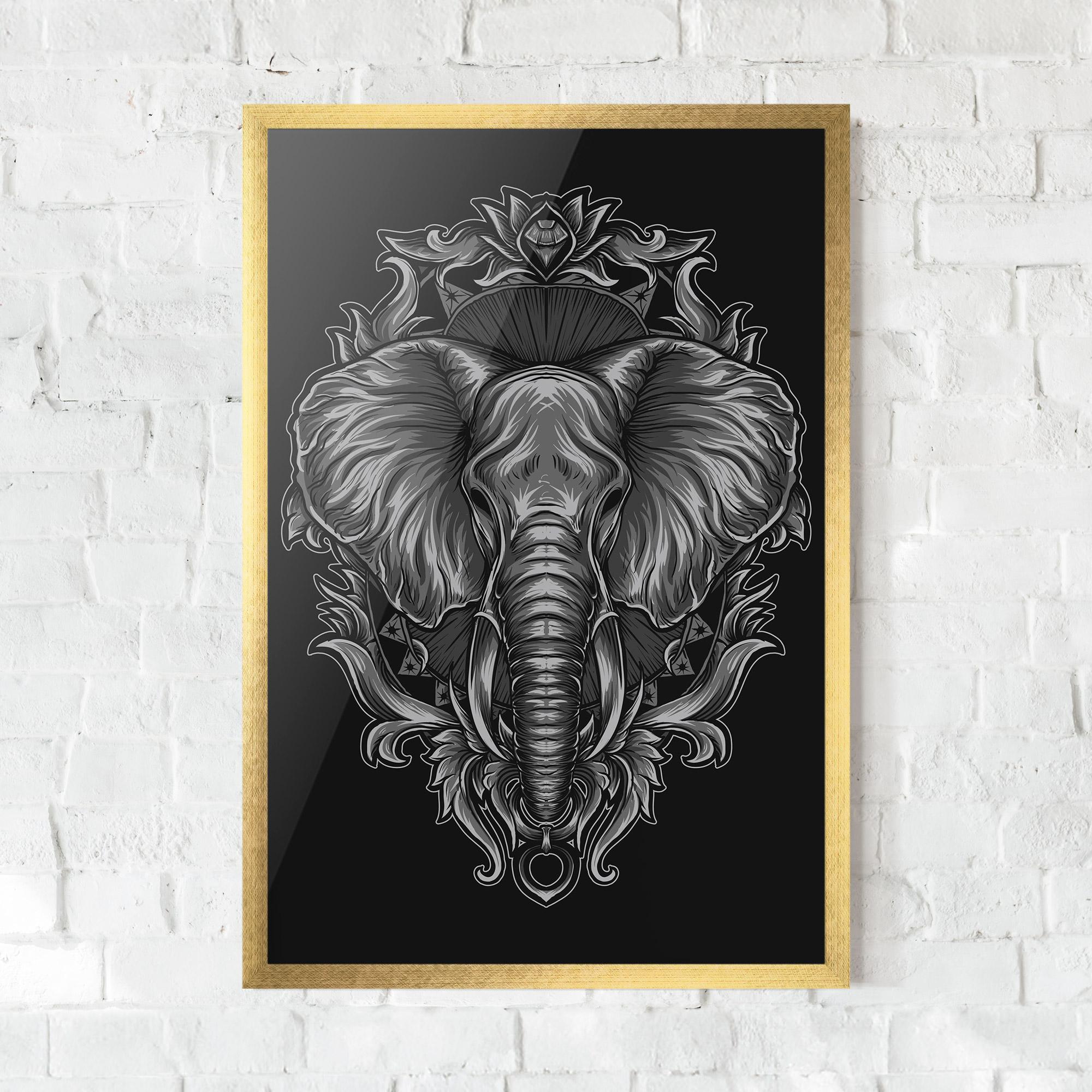 Poster Înrămat Grey Elephant Head mockup 0