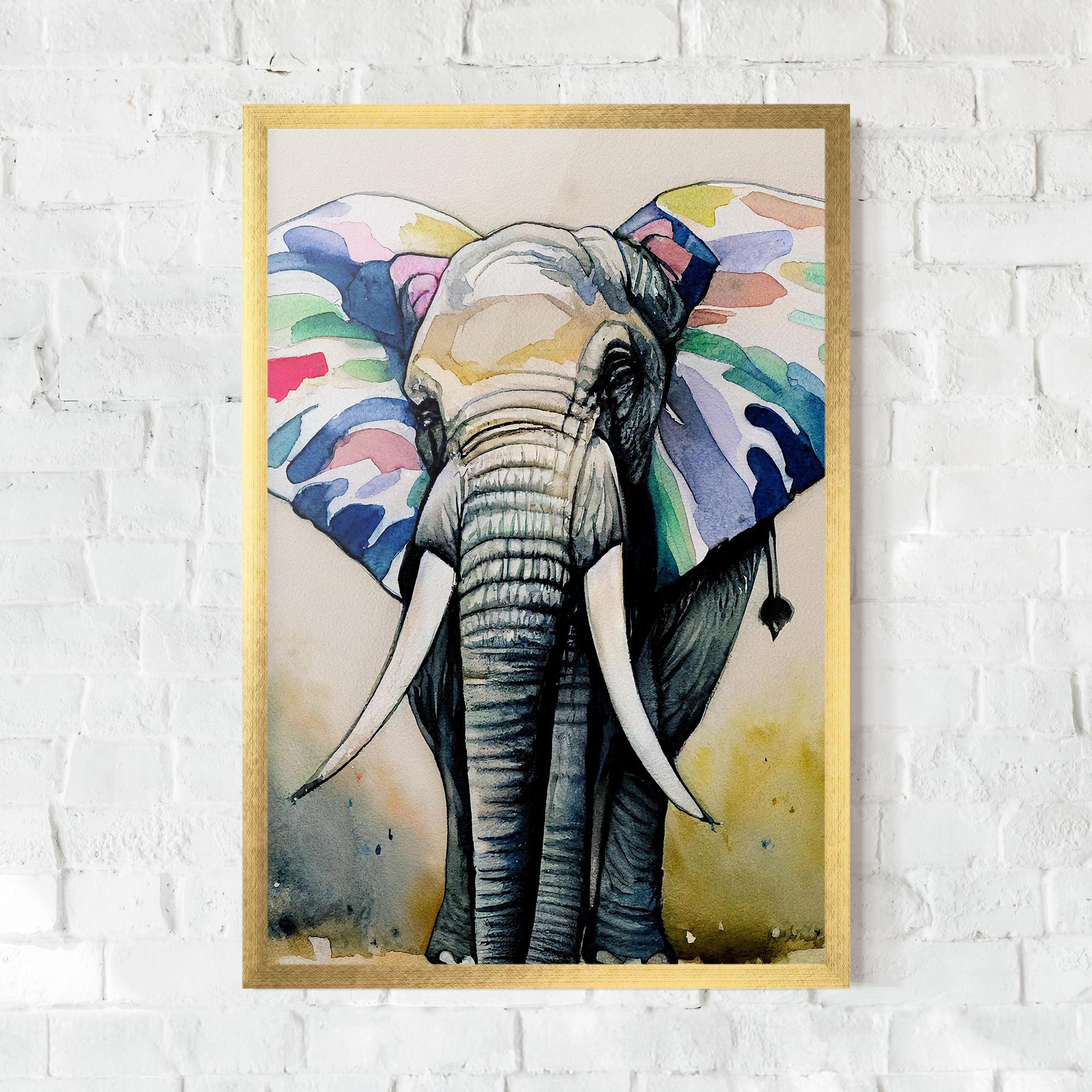 Poster Înrămat Watercolor Elephant Art mockup 0