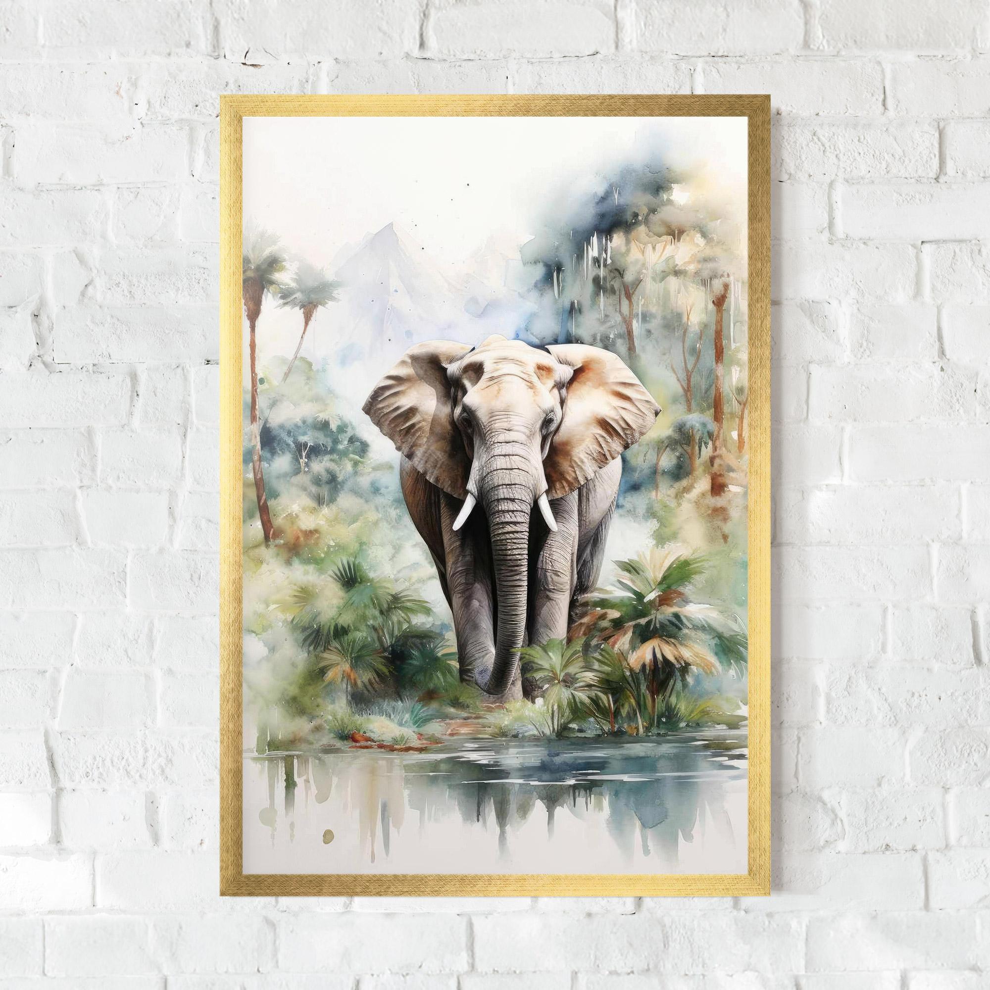 Poster Înrămat Wild Watercolor Elephant mockup 0