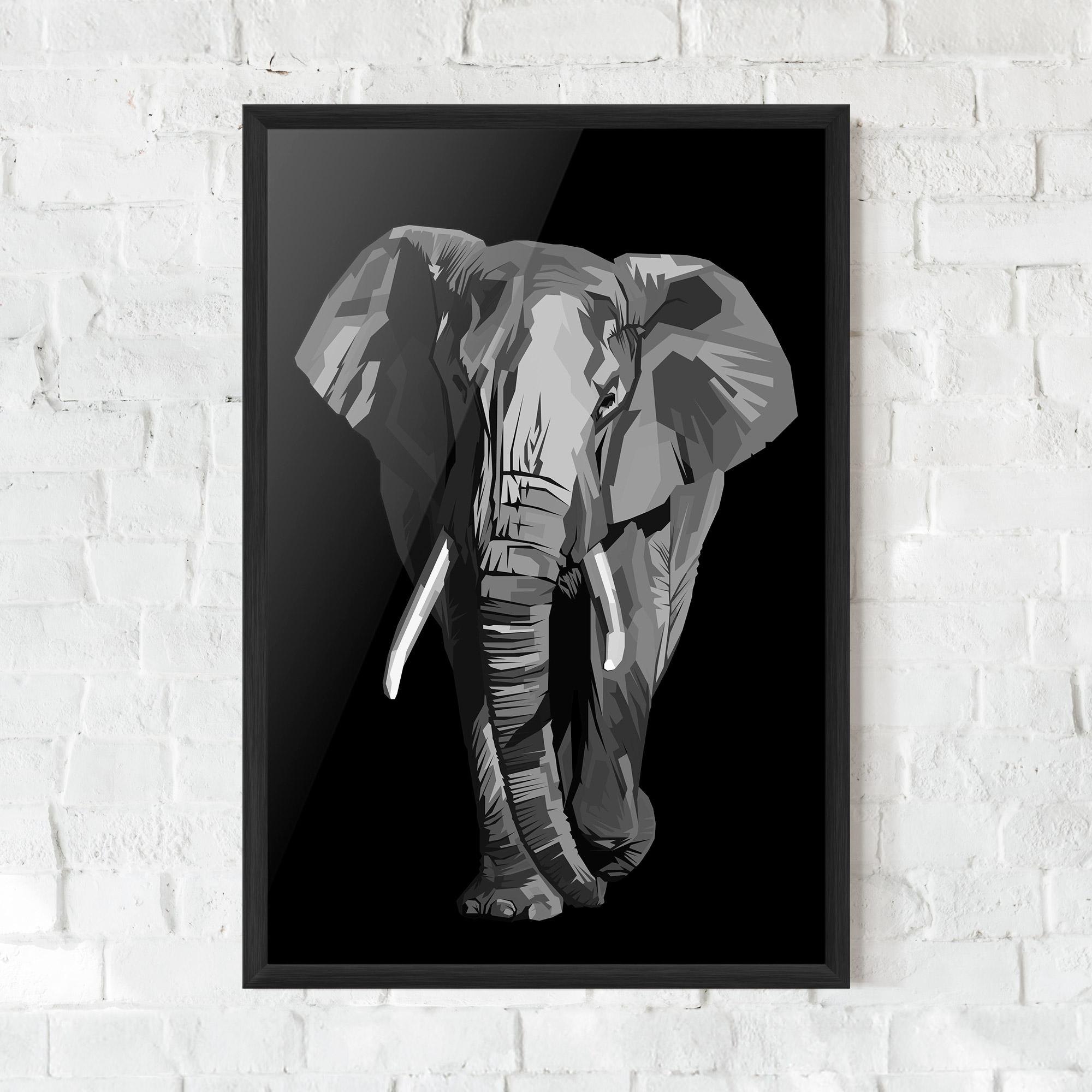 Poster Înrămat Beautiful Grey Elephant mockup 0